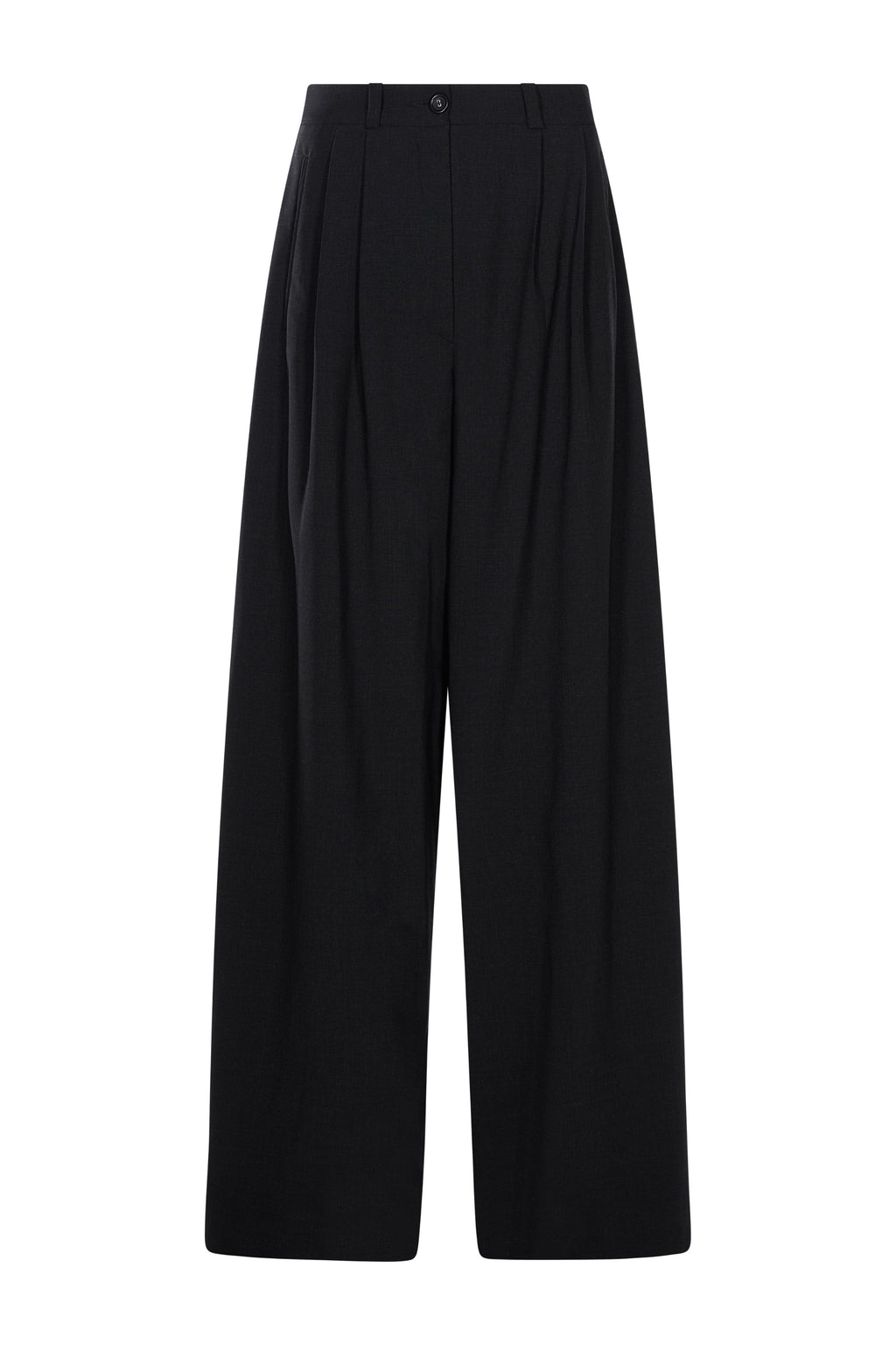 Pantaloni Gri Inchis cu Pense Frontale Wide-Leg