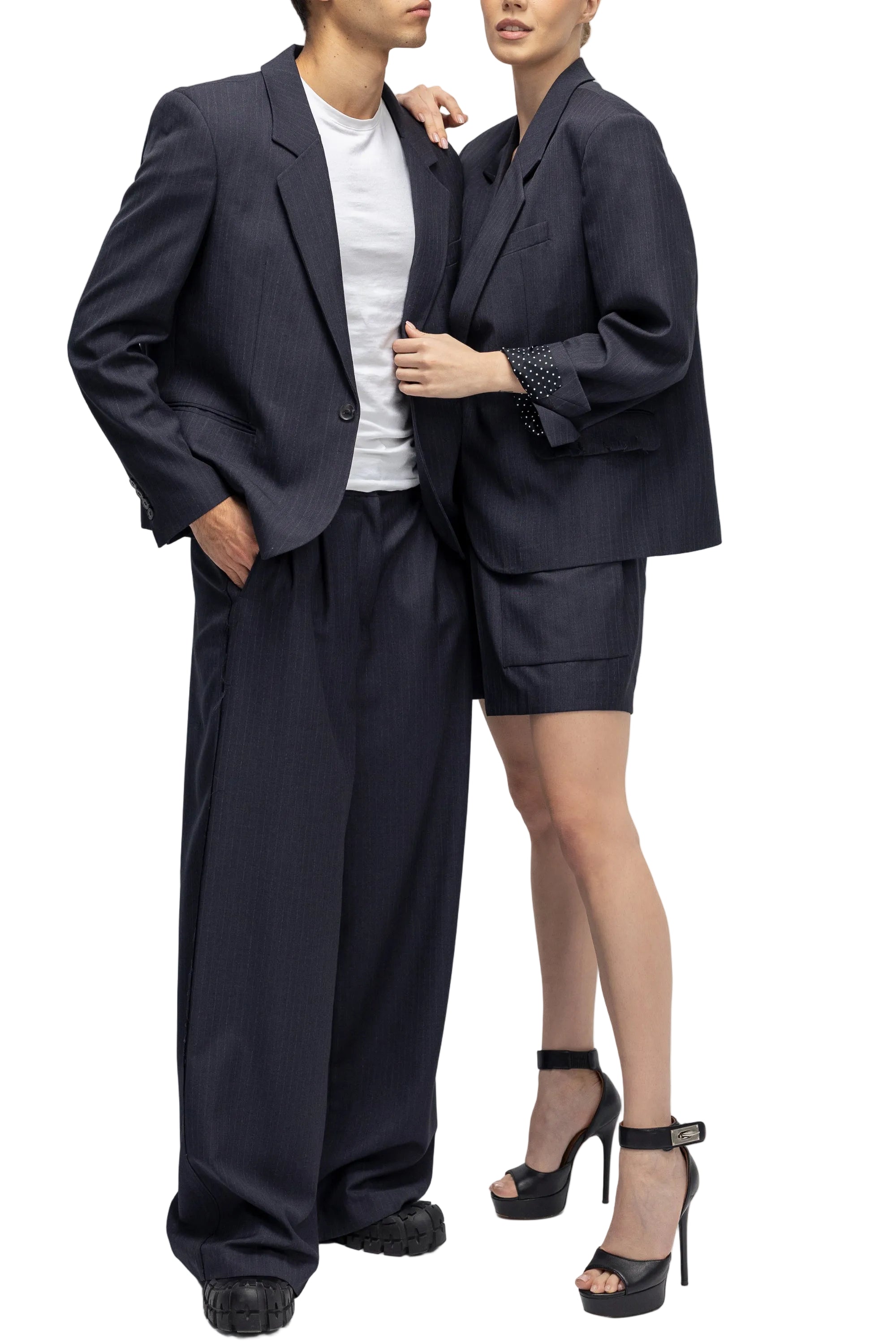 Sacou Bleumarin Oversized cu Rever Clasic