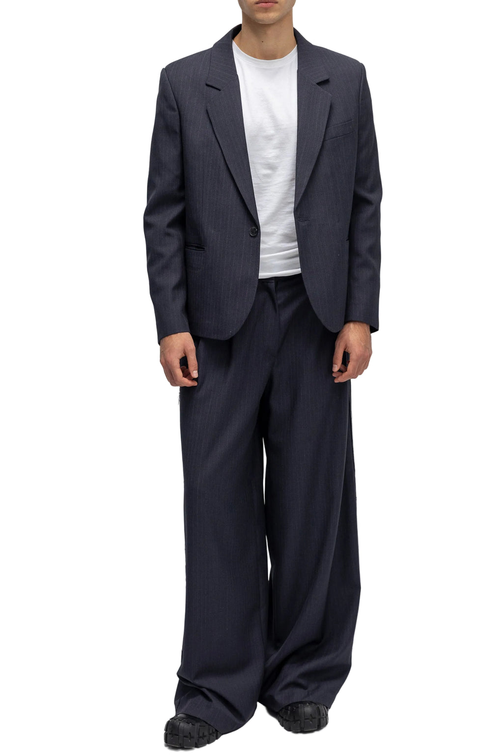 Sacou Bleumarin Oversized cu Rever Clasic