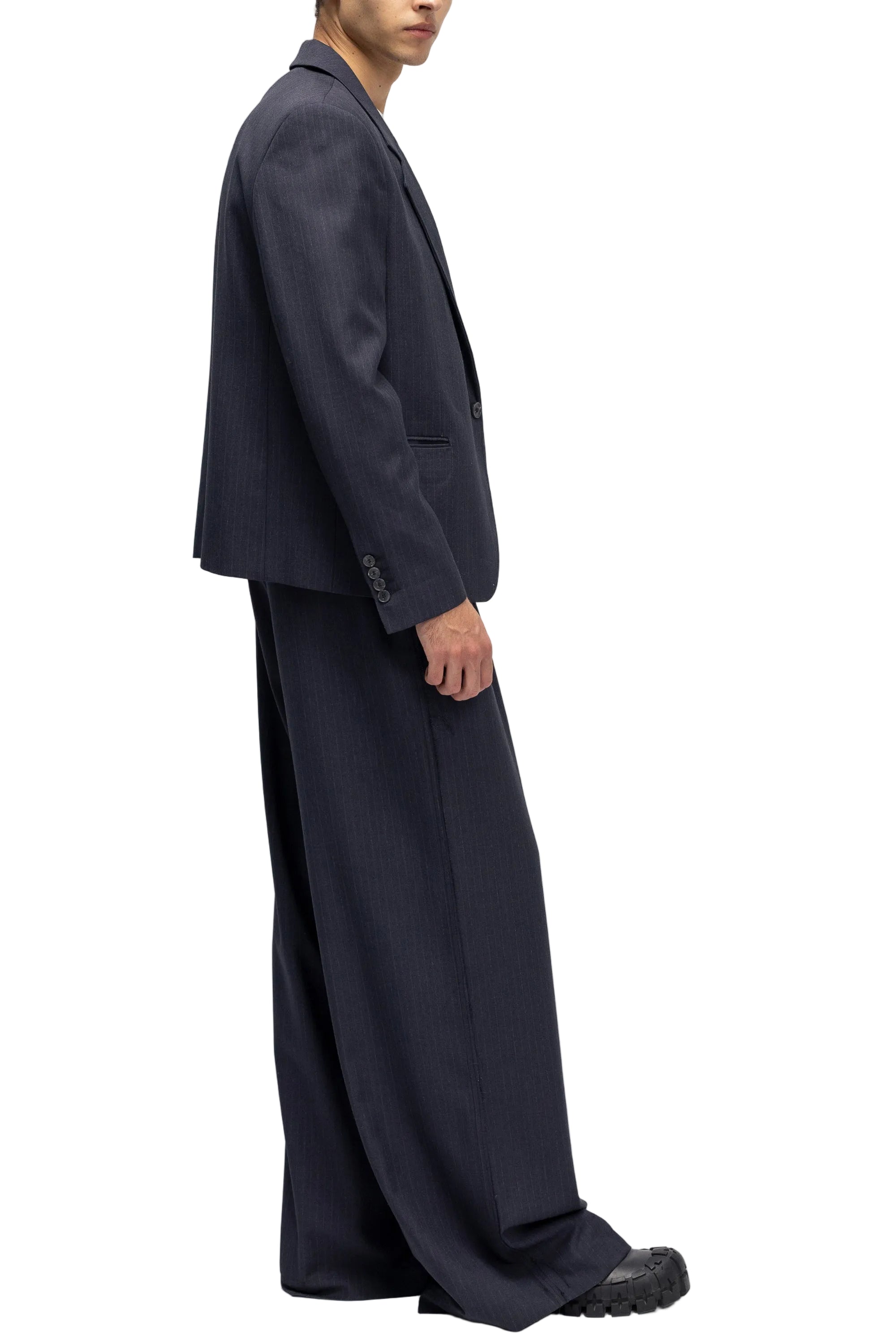 Sacou Bleumarin Oversized cu Rever Clasic