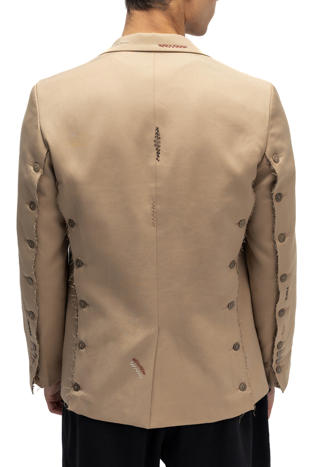 Sacou Bej cu Nasturi si Cusaturi in Contrast