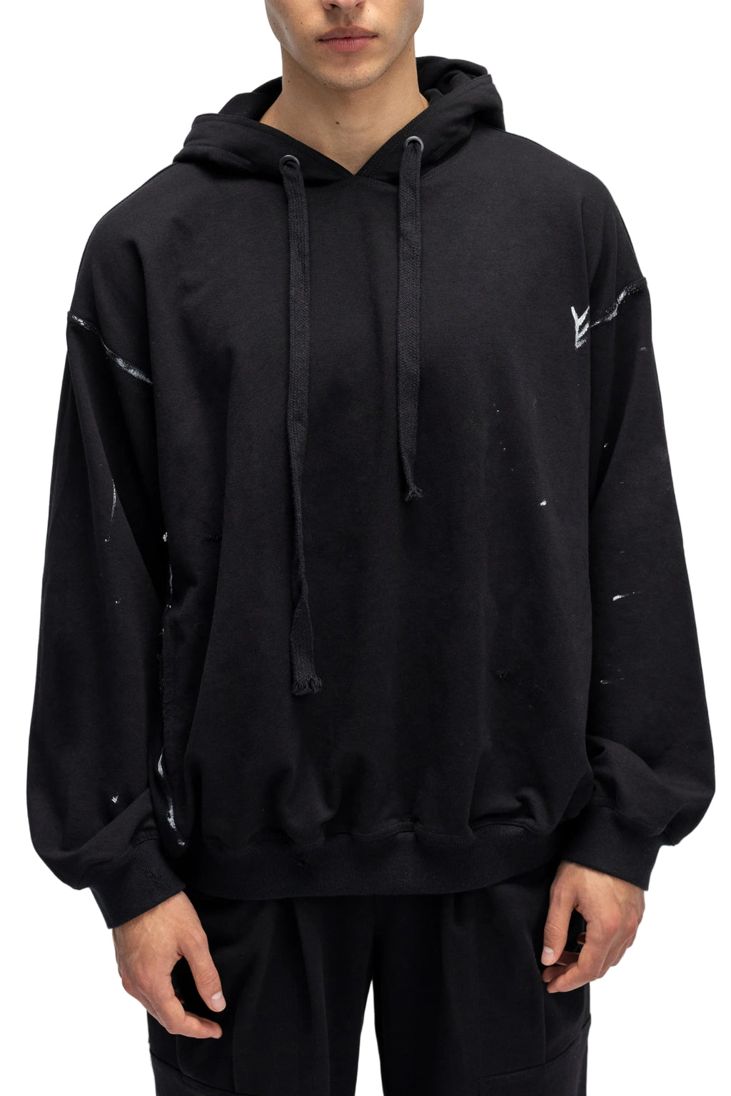 Hanorac Negru cu Gluga Pictat