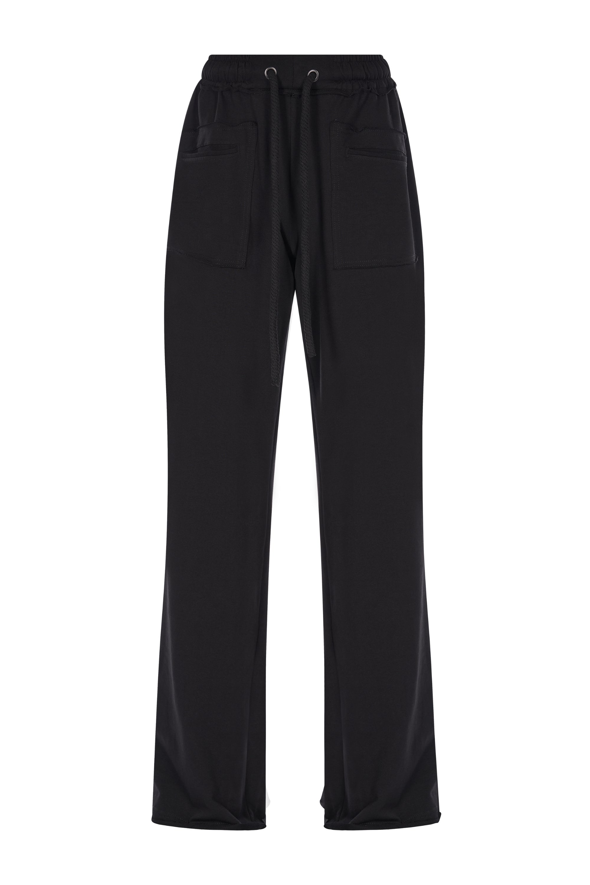 Pantaloni Negri Cu Croiala Larga Si Talie Elastica