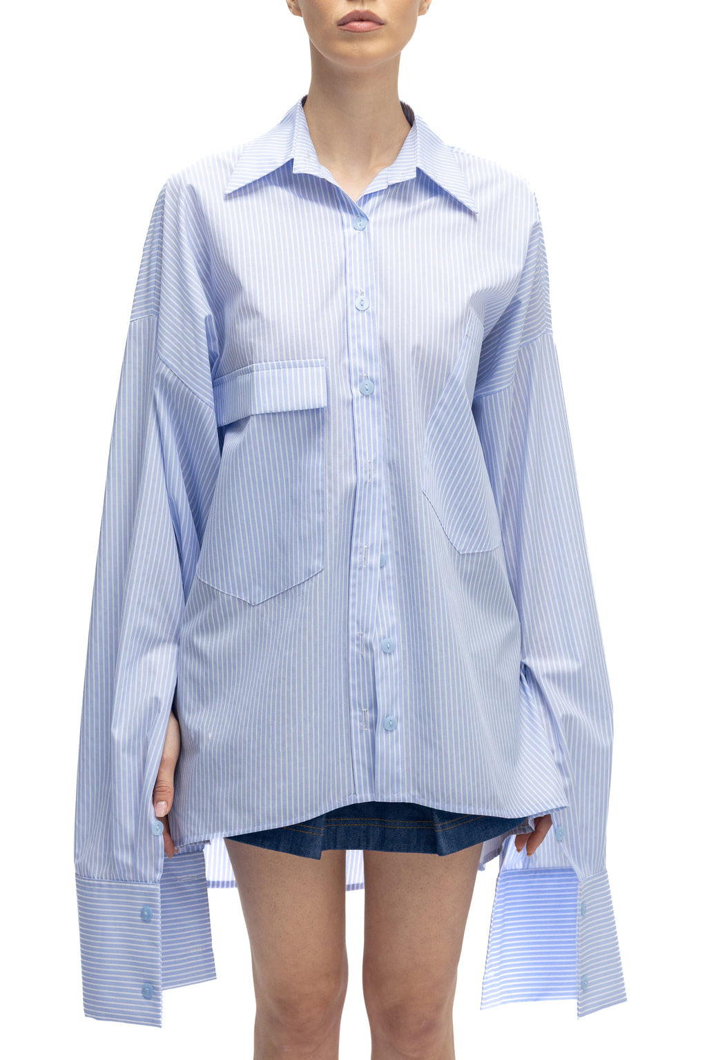 Camasa Albastra cu Dungi si Maneci Lungi