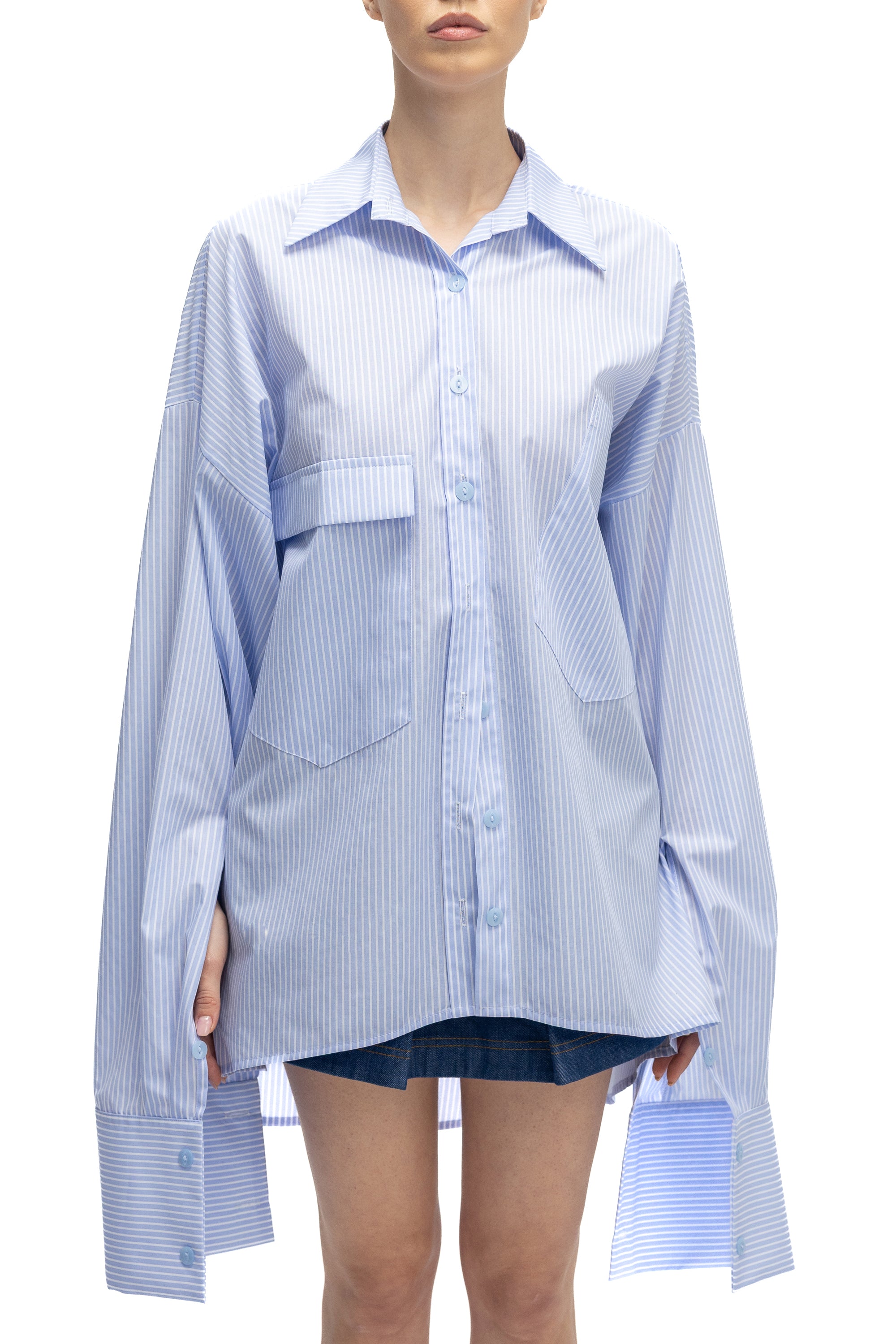 Camasa Albastra cu Dungi si Maneci Lungi