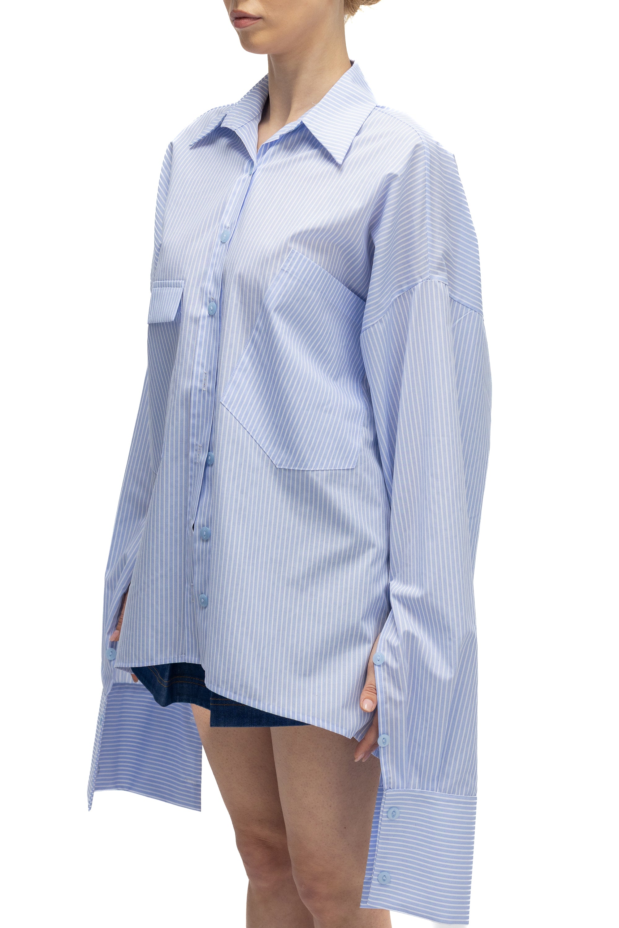 Camasa Albastra cu Dungi si Maneci Lungi