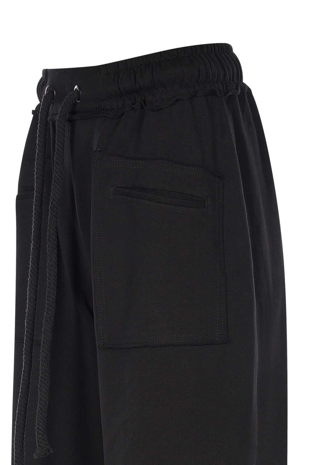 Pantaloni Negri Cu Croiala Larga Si Talie Elastica