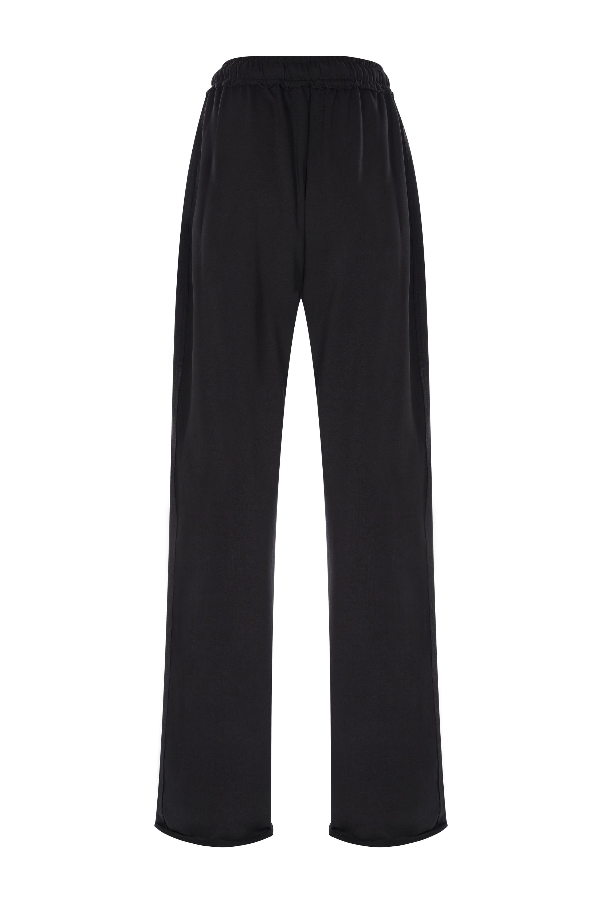 Pantaloni Negri Cu Croiala Larga Si Talie Elastica