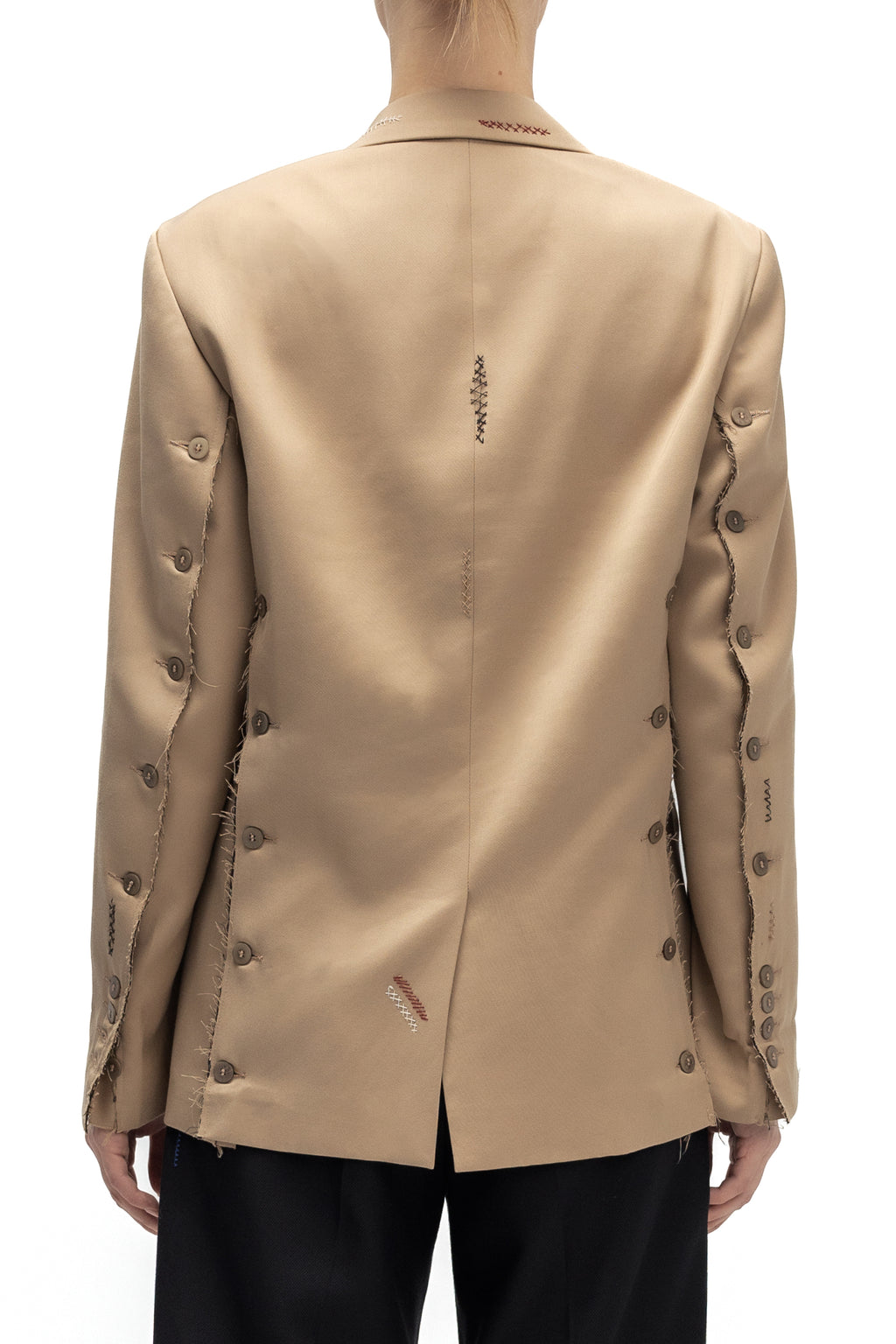 Sacou Bej cu Nasturi si Cusaturi in Contrast