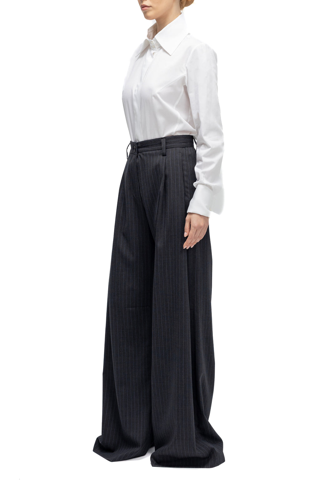 Camasa Alba Cambrata cu Guler Supradimensionat