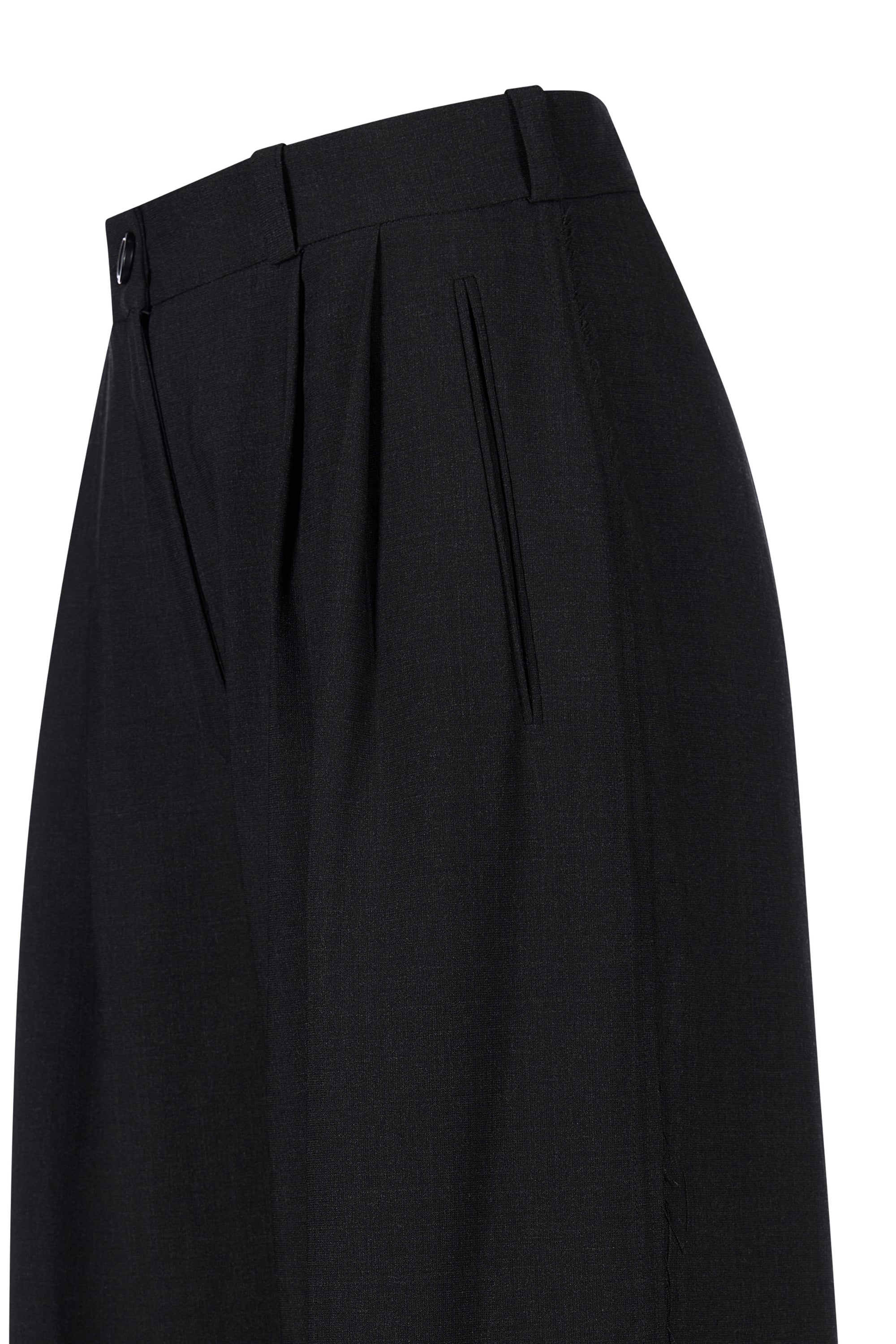 Pantaloni Gri Inchis cu Pense Frontale Wide-Leg