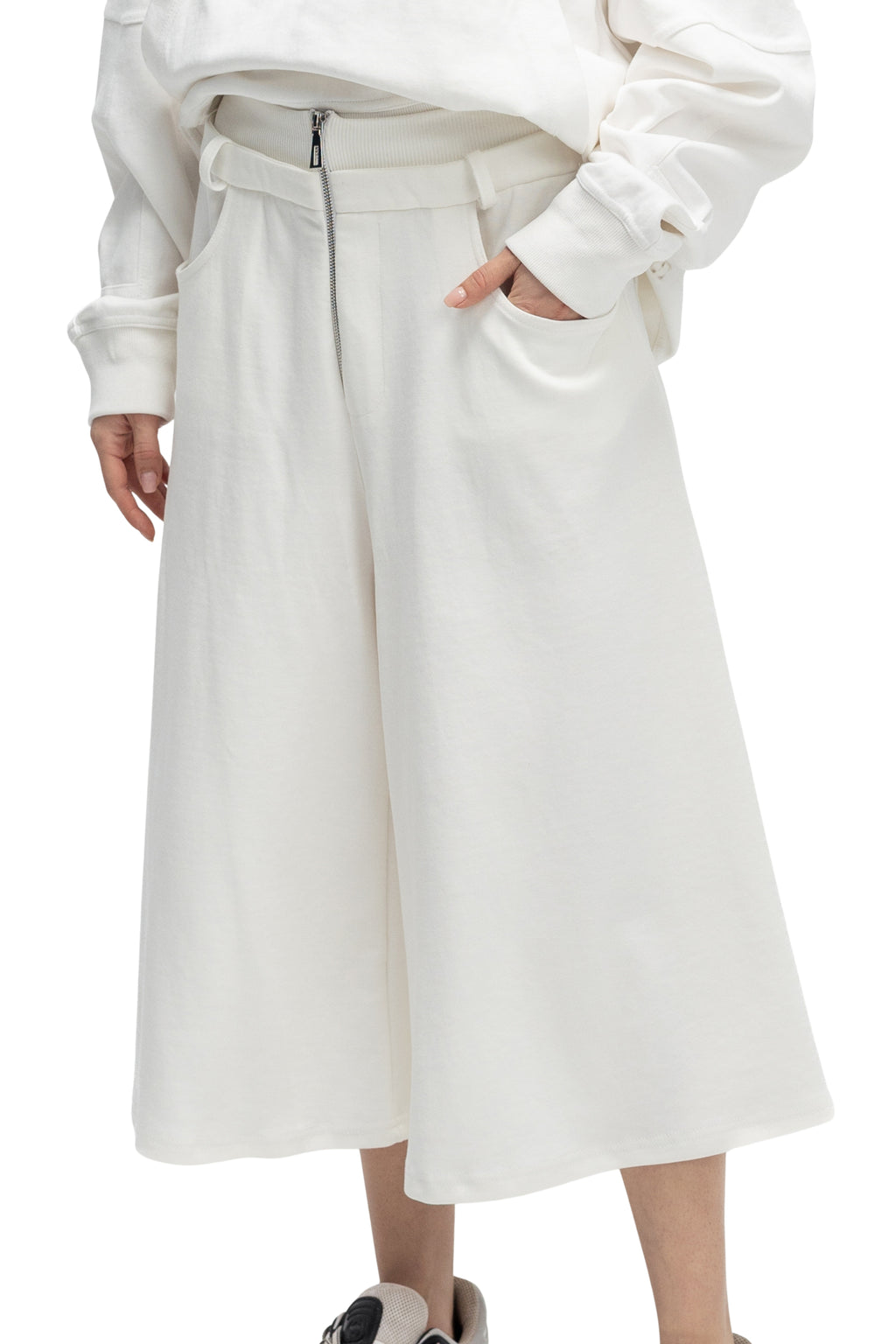 Pantaloni Albi Trei Sferturi