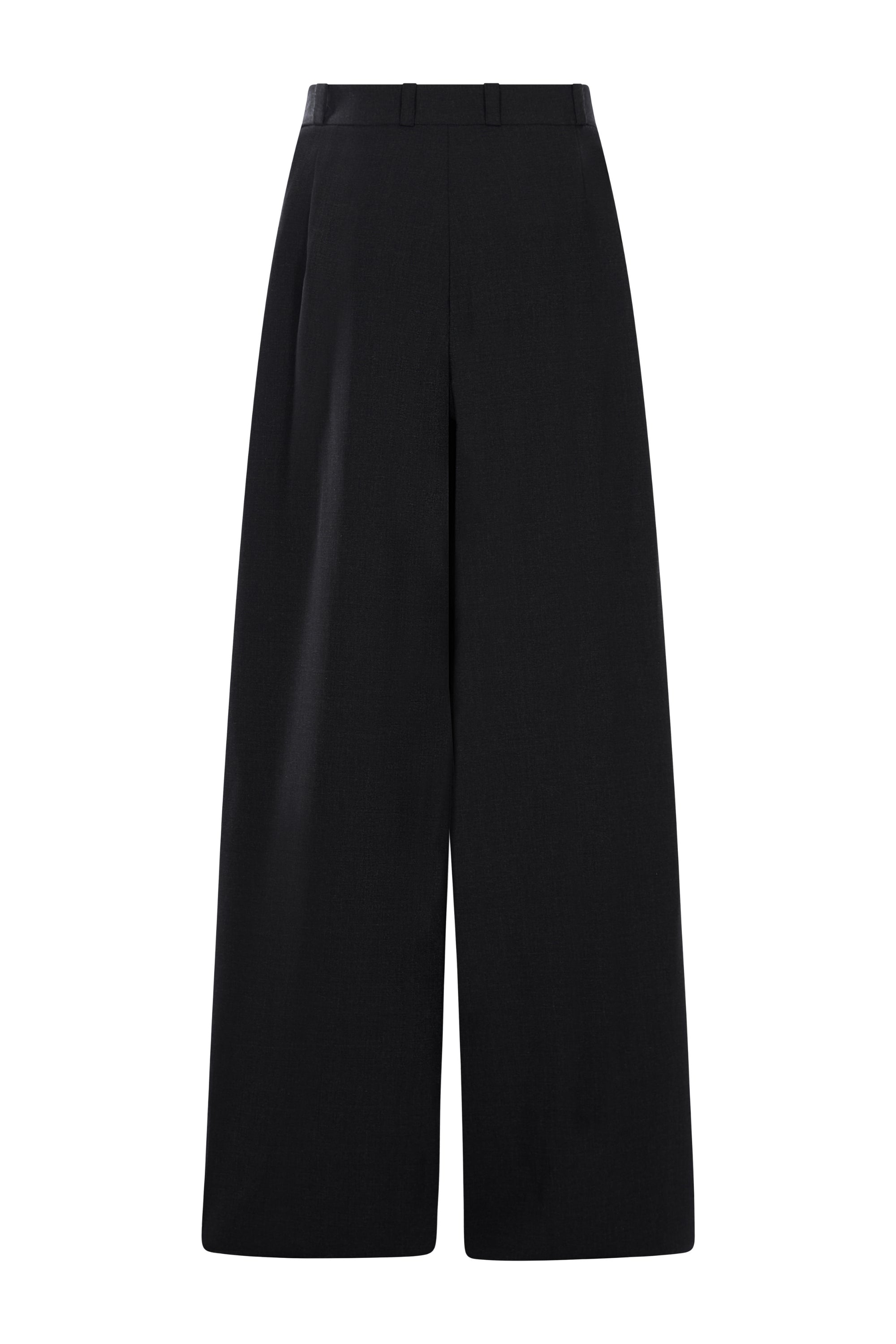 Pantaloni Gri Inchis cu Pense Frontale Wide-Leg