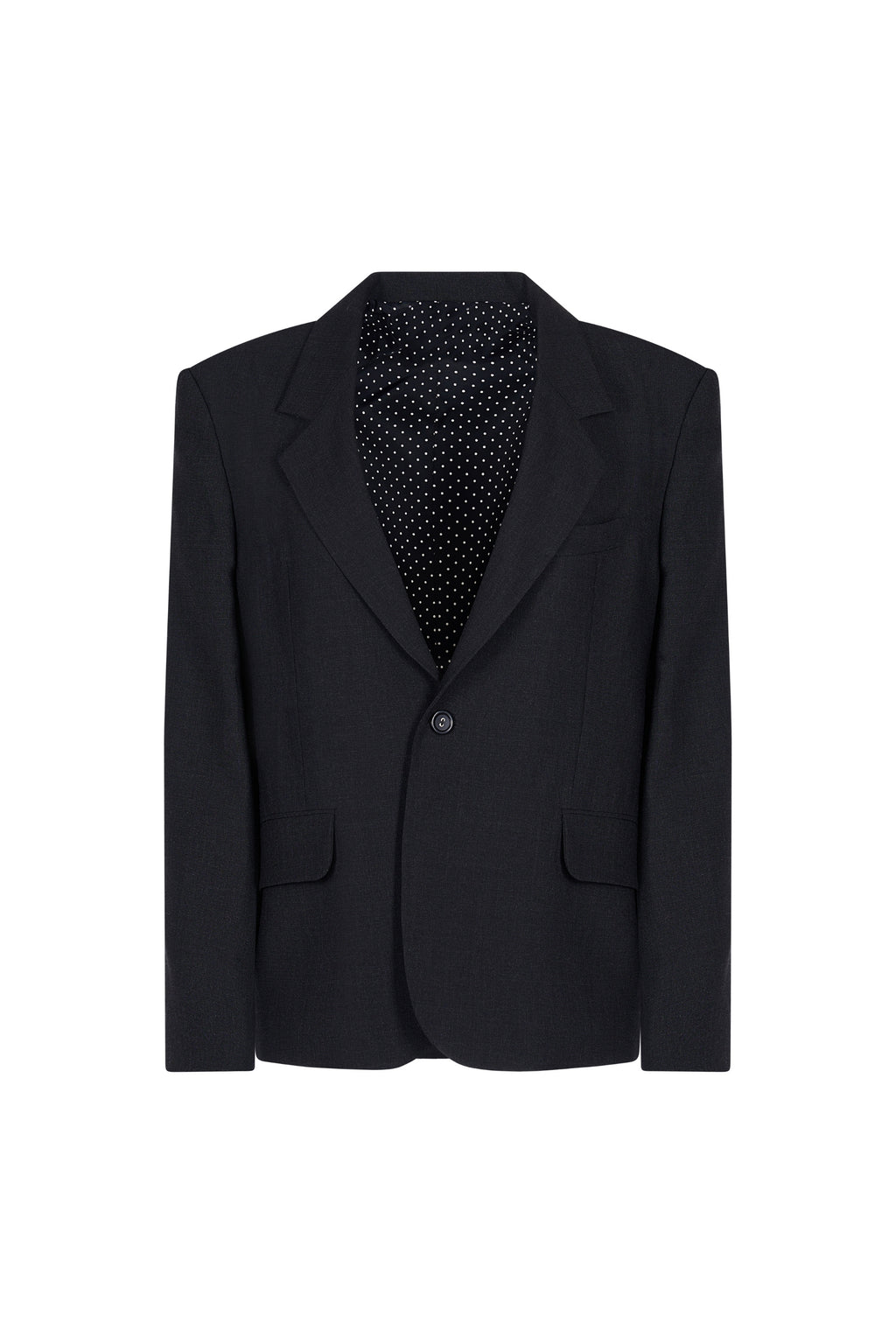 Sacou Gri Inchis Oversized cu Rever Clasic