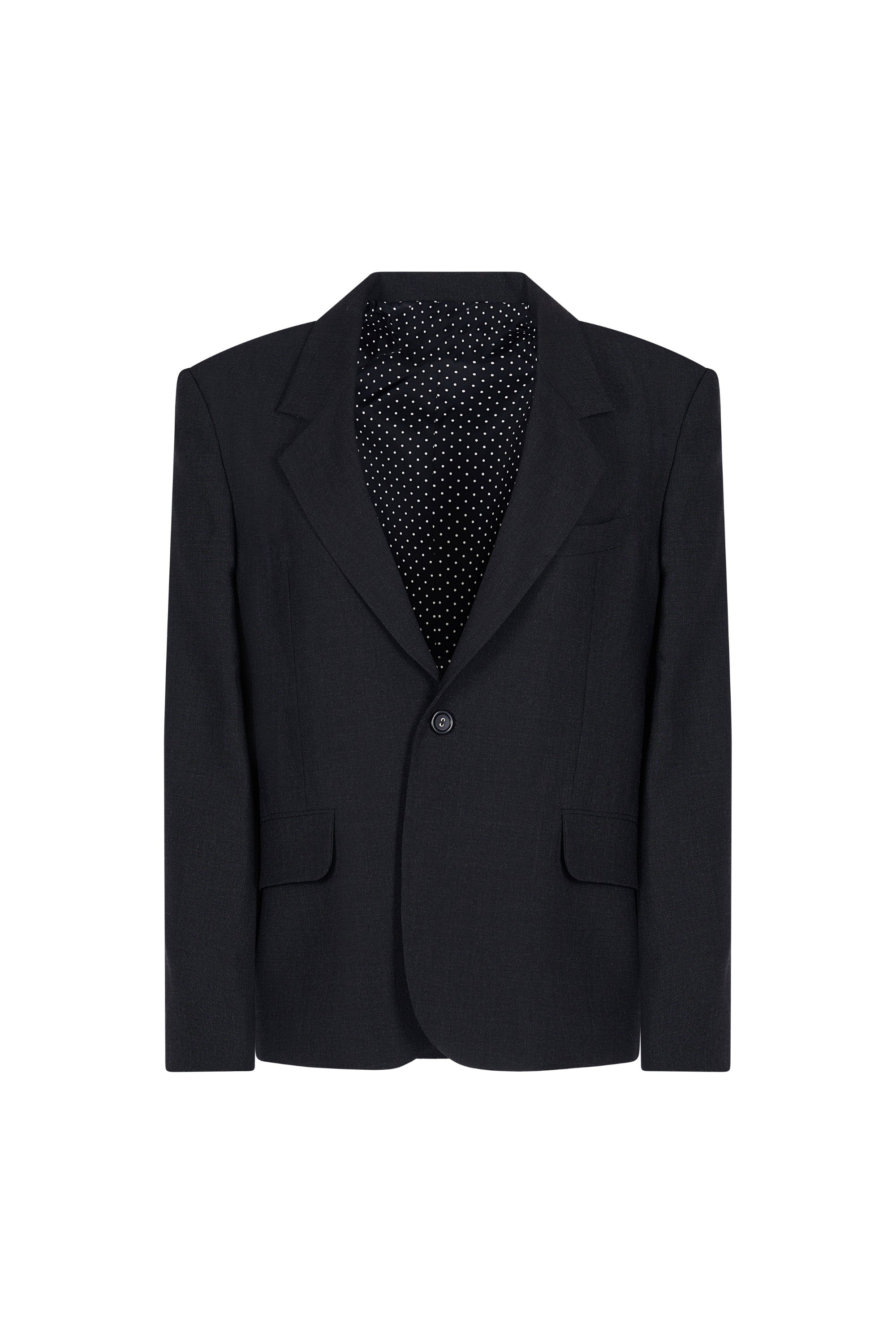 Sacou Gri Inchis Oversized cu Rever Clasic