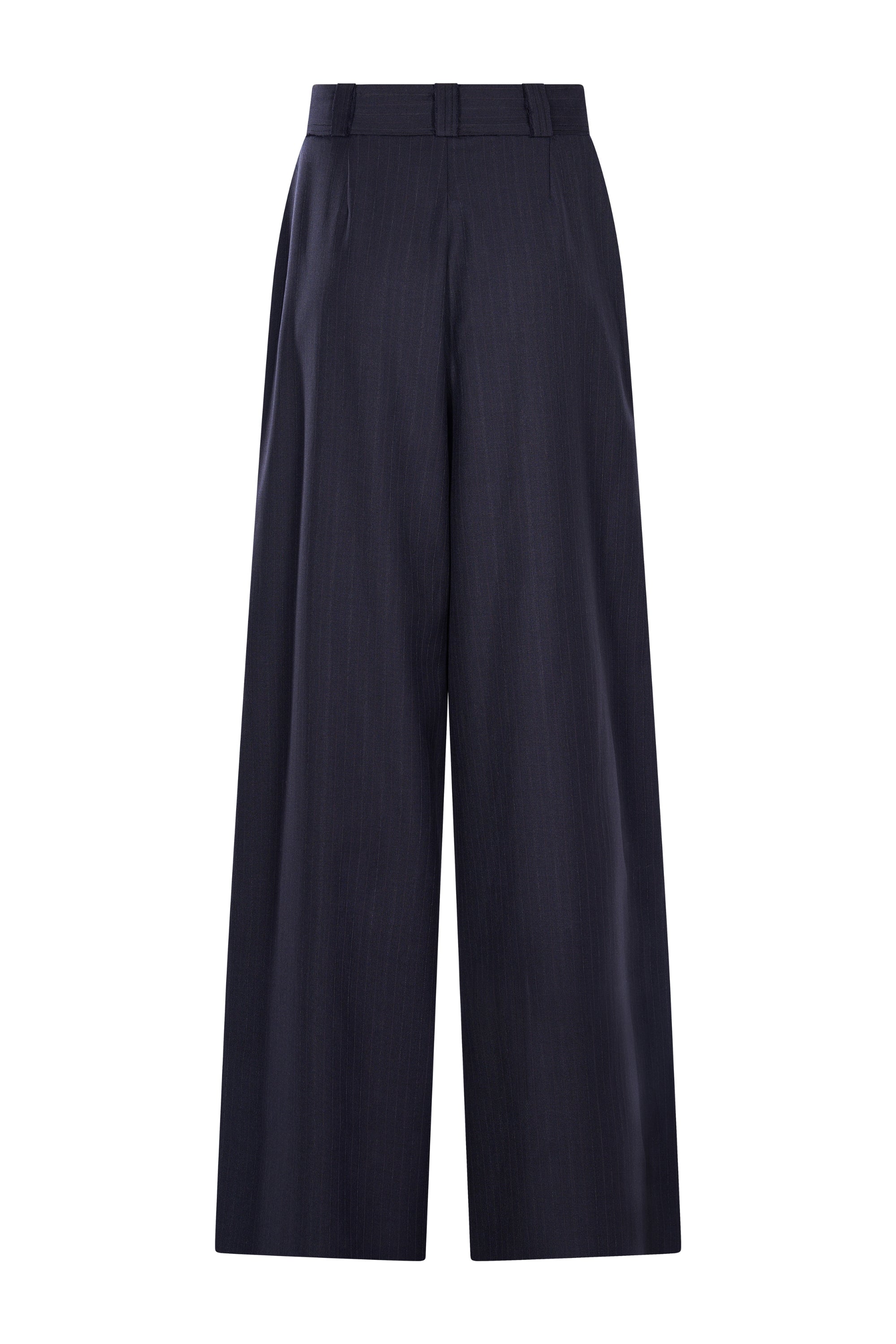 Pantaloni Bleumarin cu Dungi si Detalii Tailoring