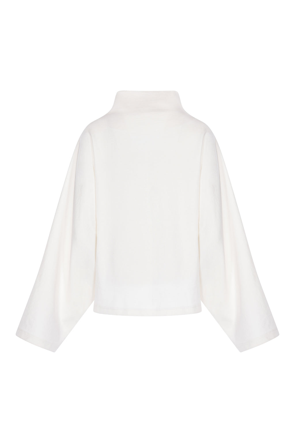 Jacheta Alba cu Guler Inalt si Fermoar Frontal