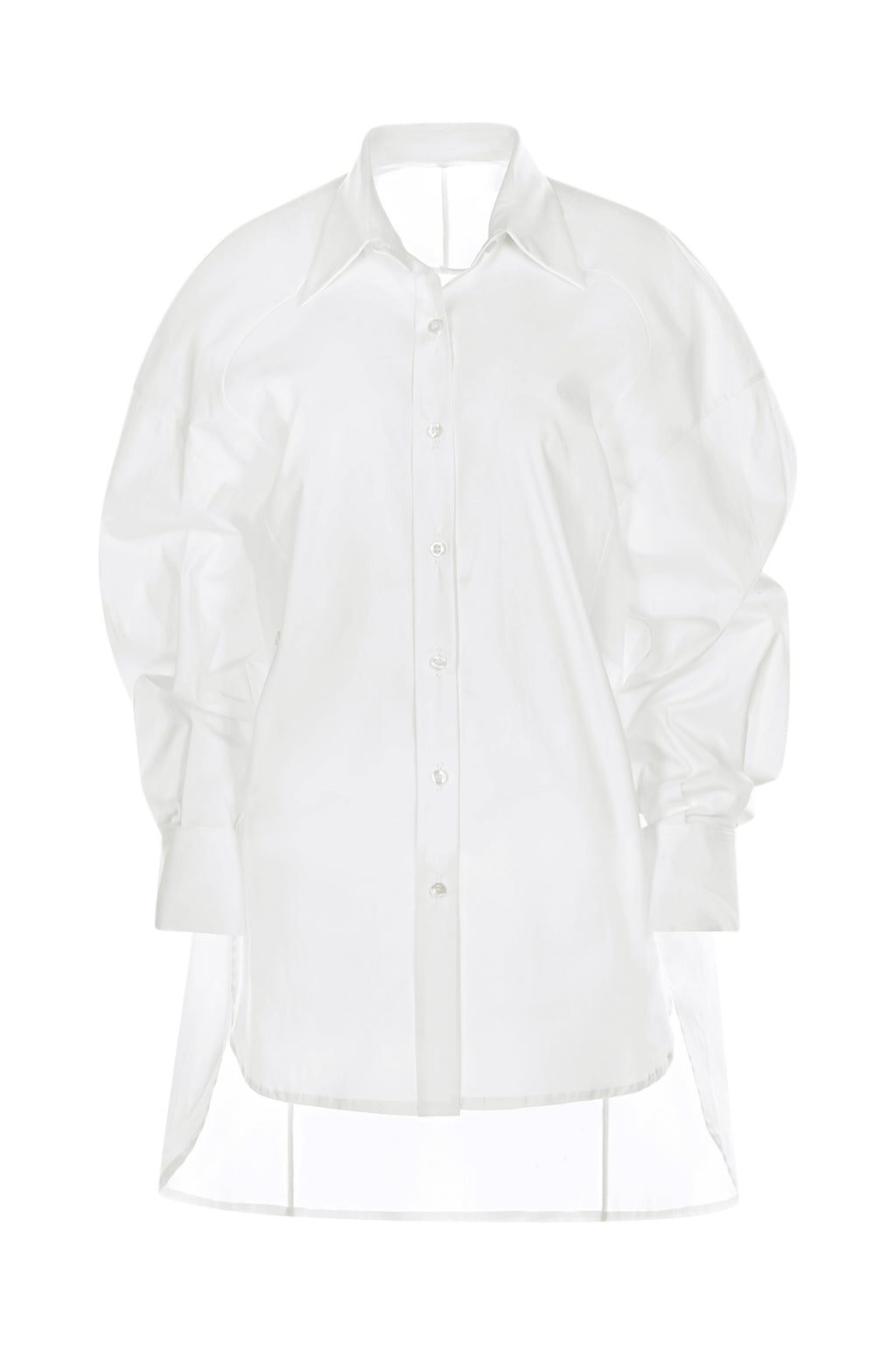 Camasa Alba Oversized cu Maneci Ample si Croiala Lunga