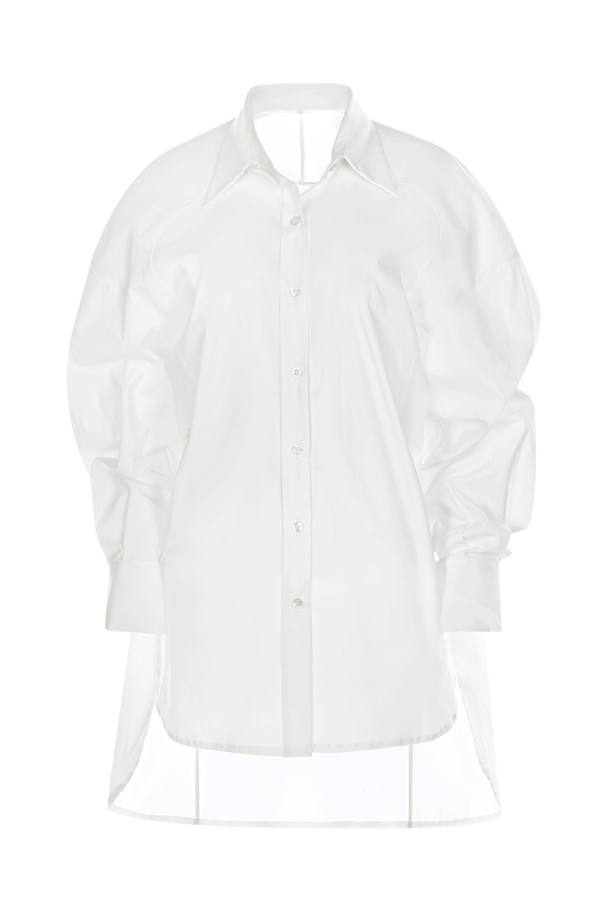 Camasa Alba Oversized cu Maneci Ample si Croiala Lunga