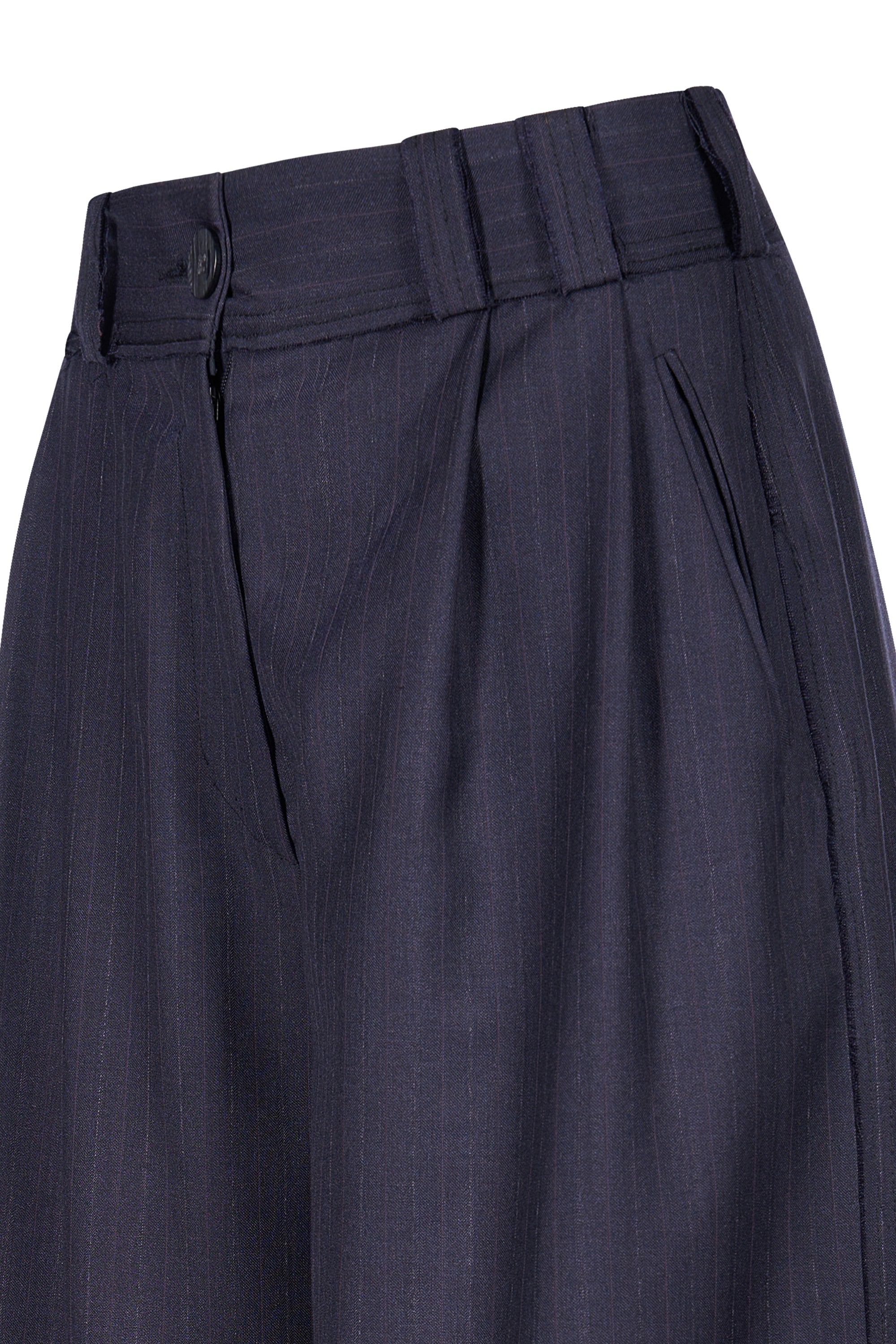 Pantaloni Bleumarin cu Dungi si Detalii Tailoring