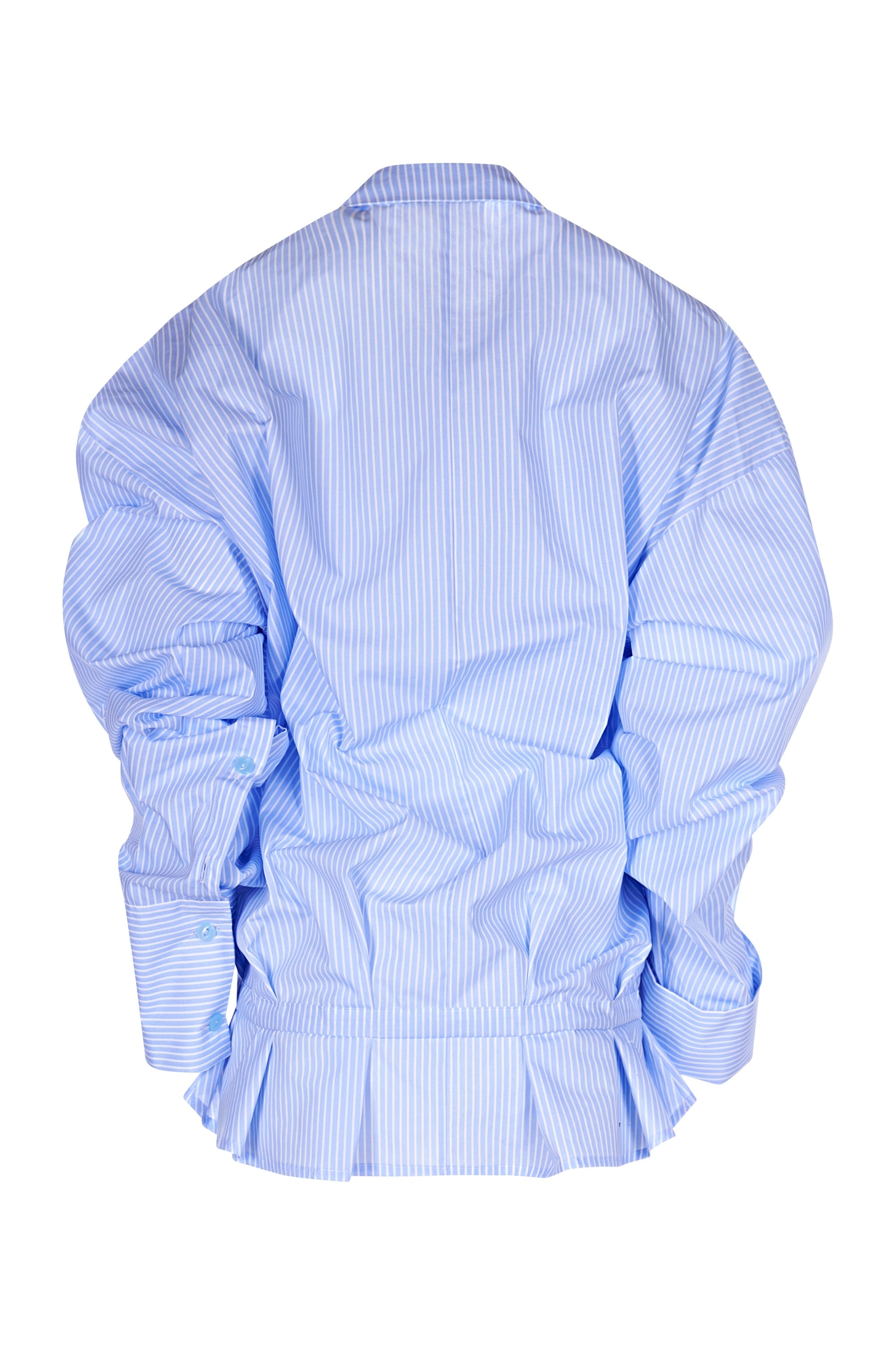 Camasa Albastra Cu Dungi Si Maneci Voluminoase