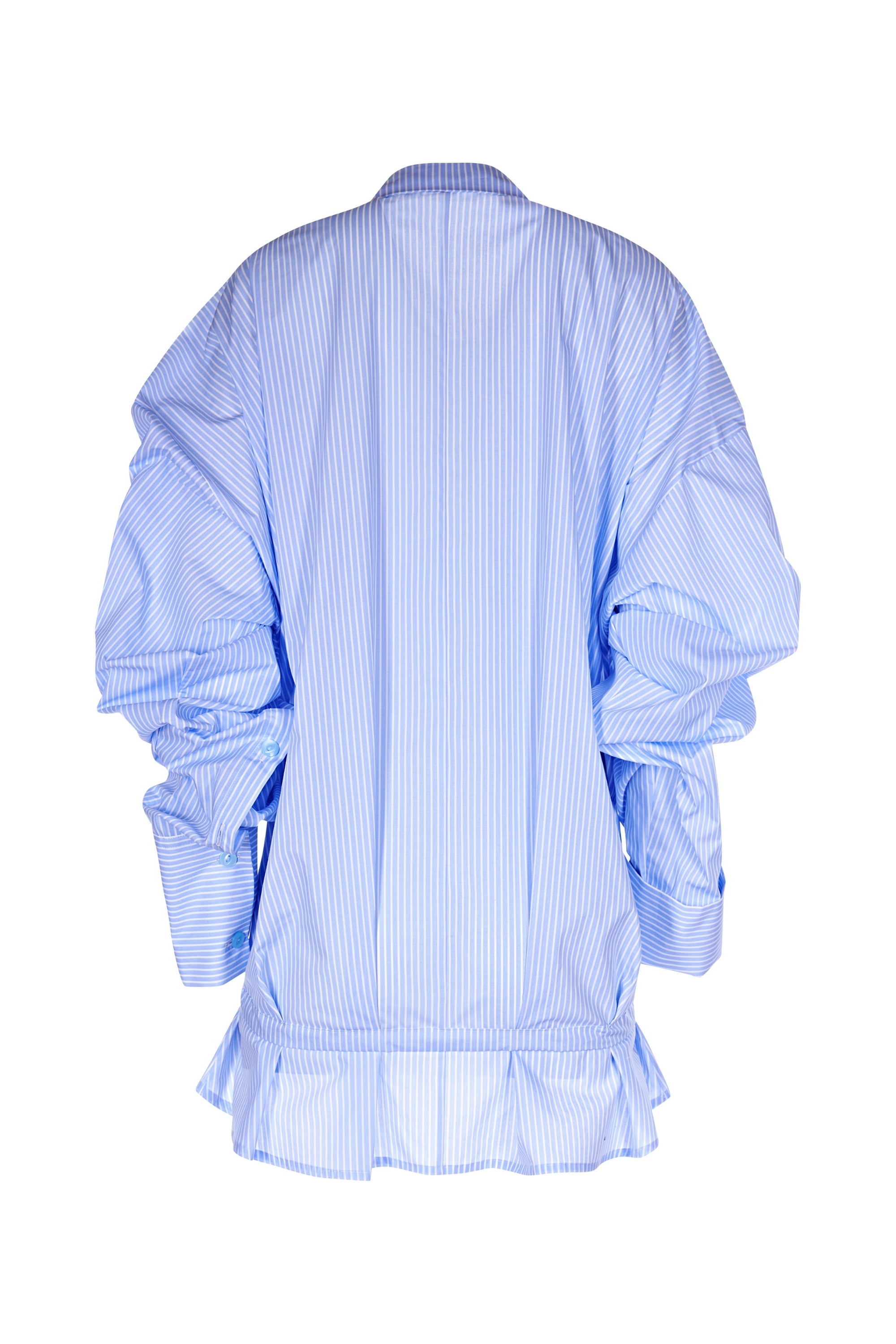 Camasa Albastra Cu Dungi Si Maneci Voluminoase