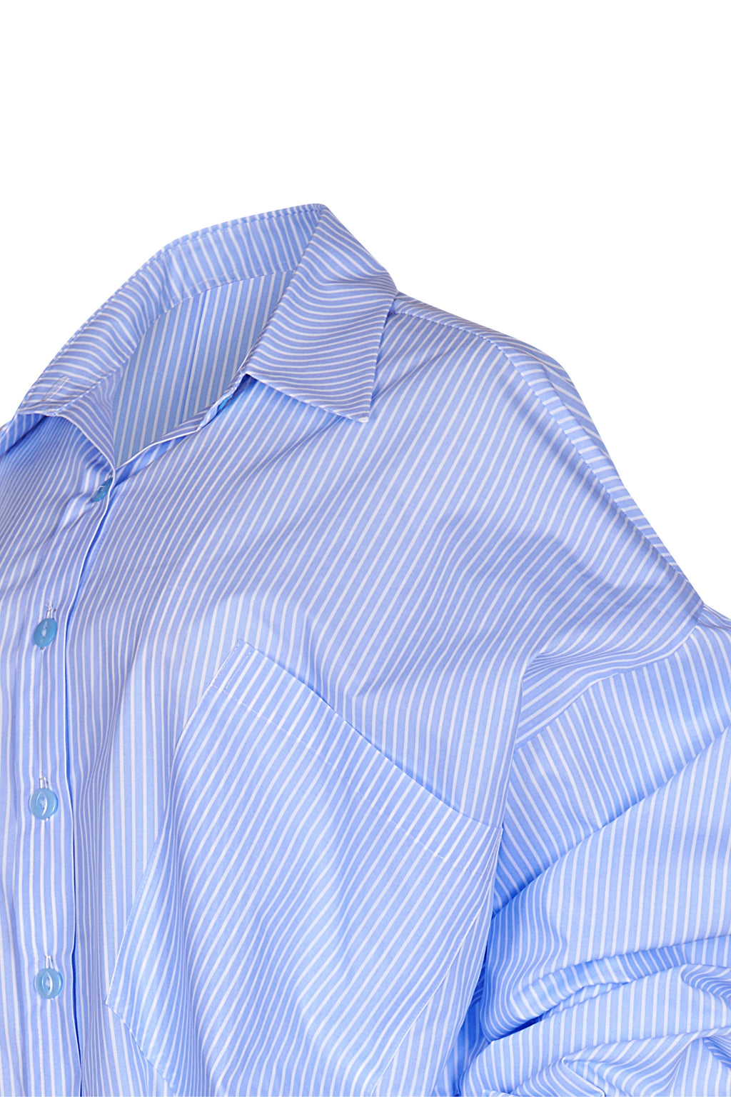 Camasa Albastra Cu Dungi Si Maneci Voluminoase