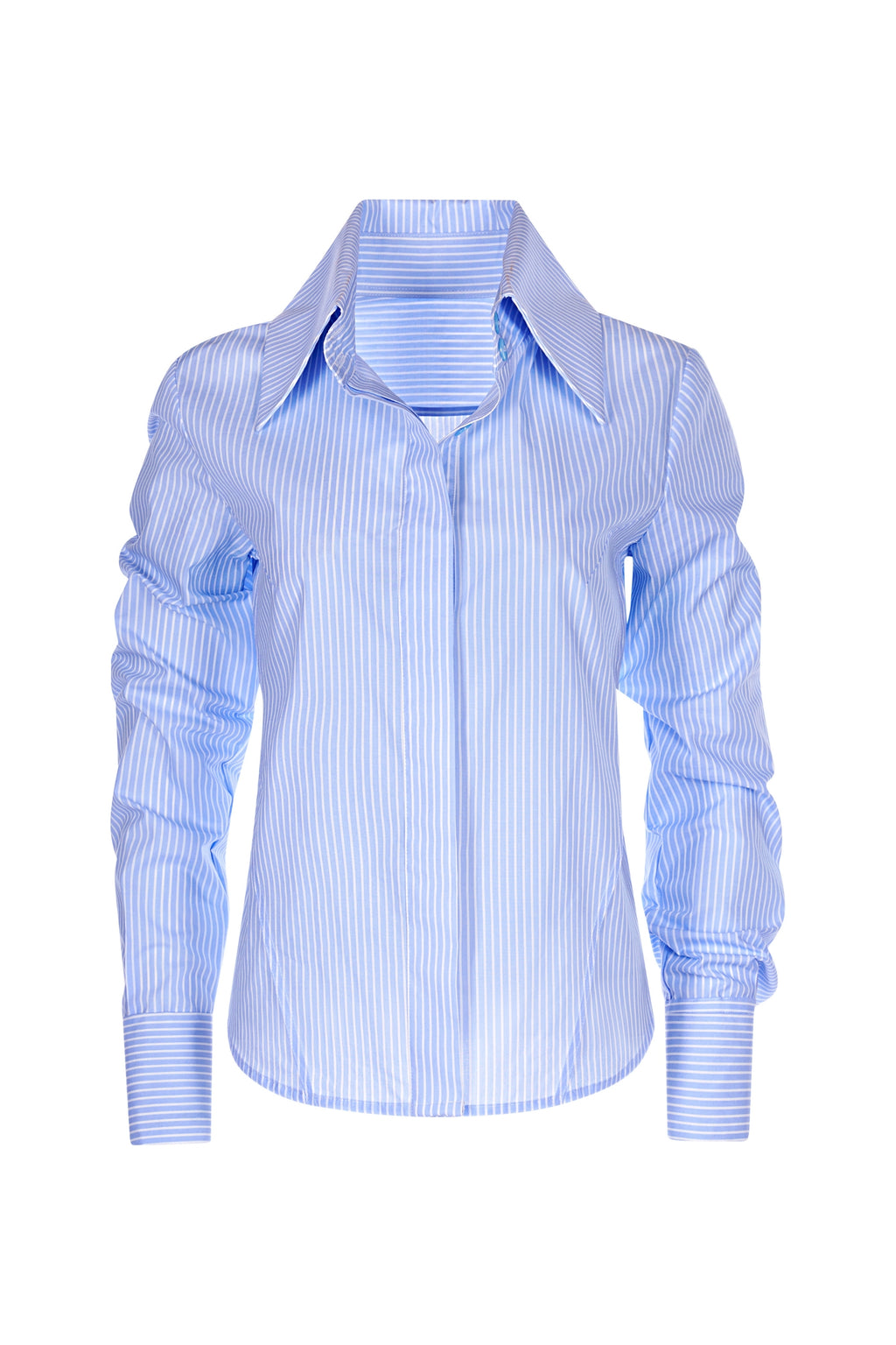 Camasa Albastra Cu Dungi Si Croiala Cambrata