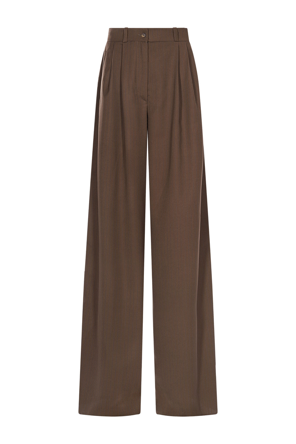 Pantaloni din Stofa Maro Eleganti Wide-Leg