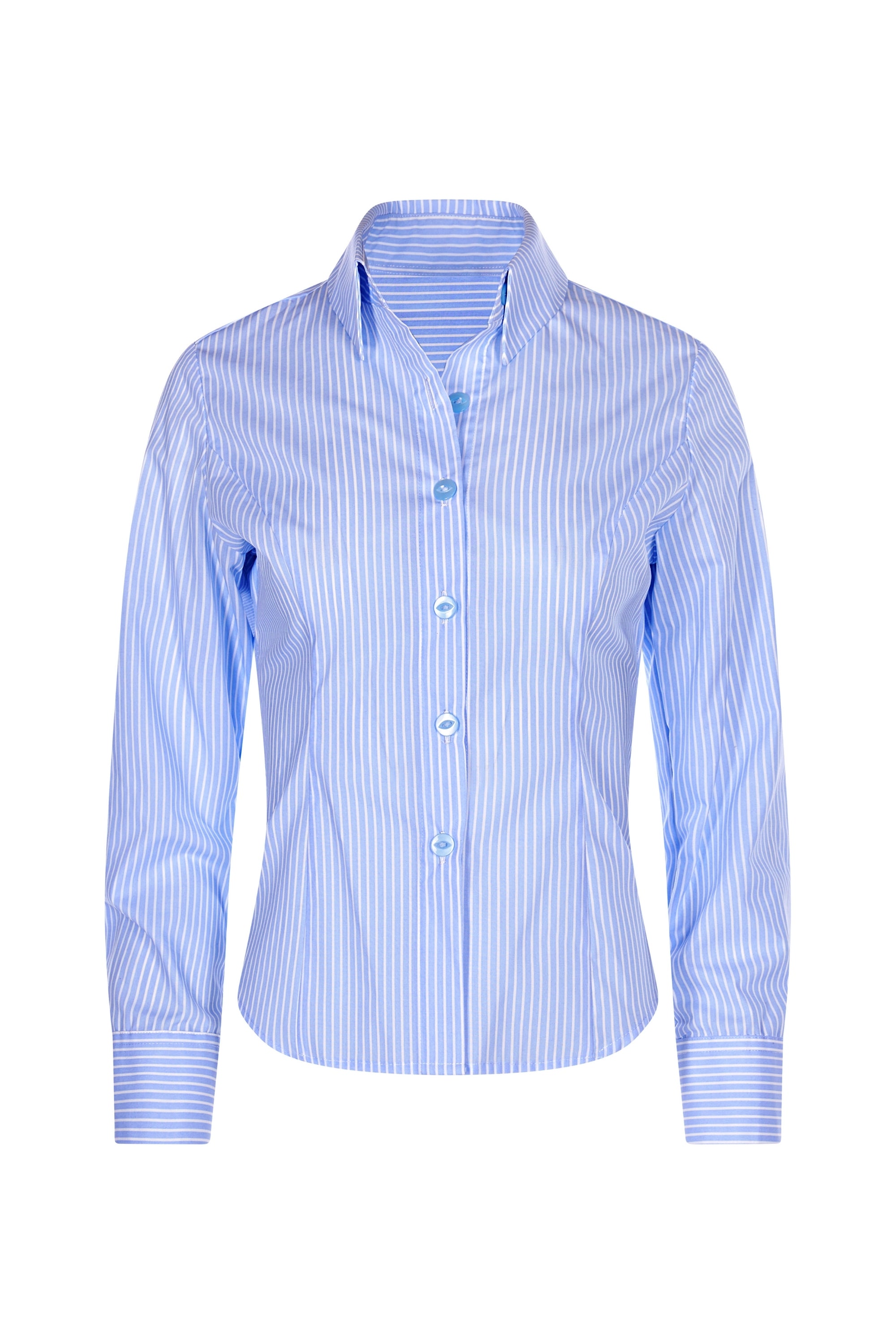 Camasa Albastra Cu Dungi Si Guler Clasic