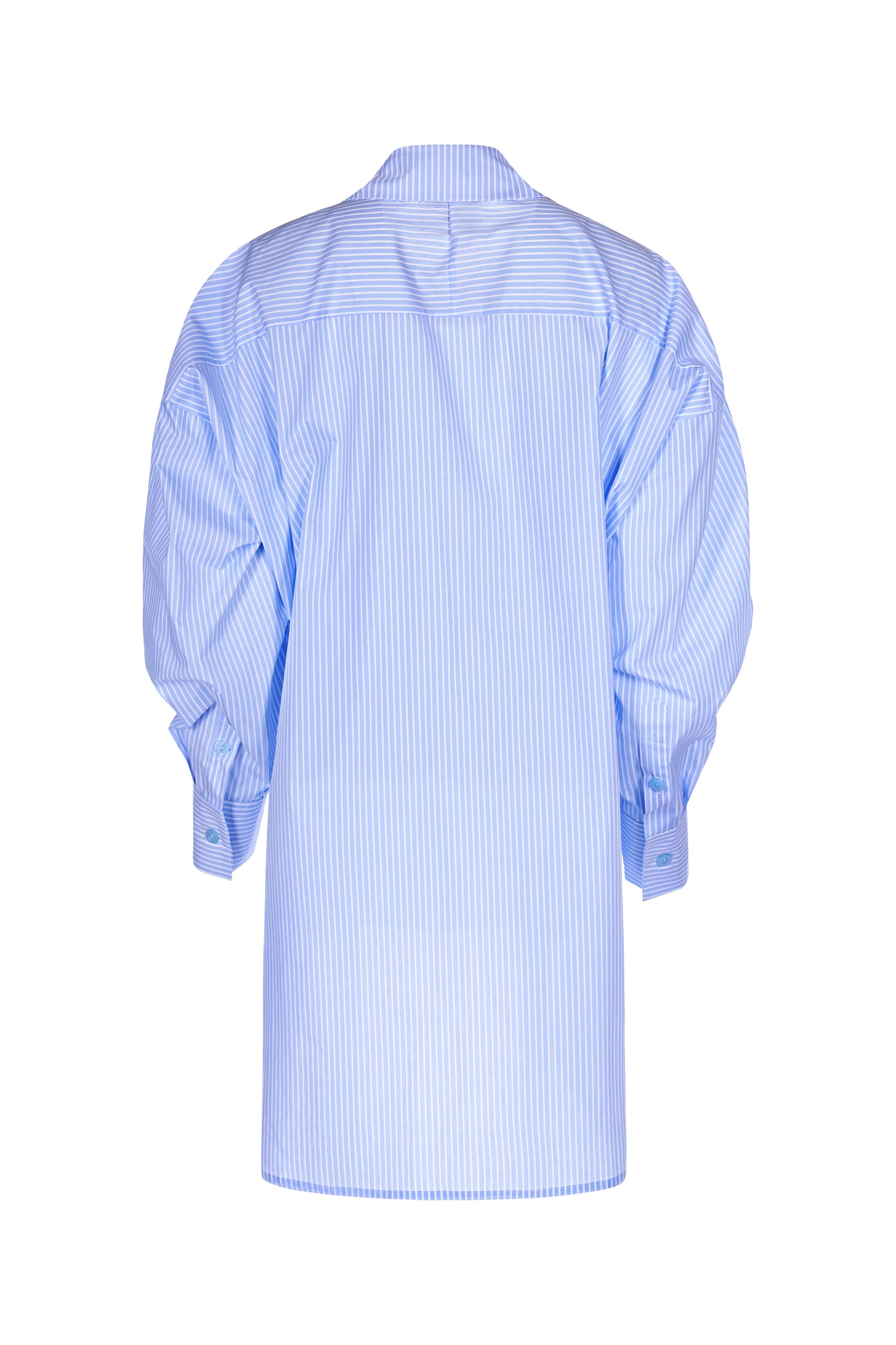 Camasa Albastra Oversized Cu Maneci Ample Si Croiala Lunga