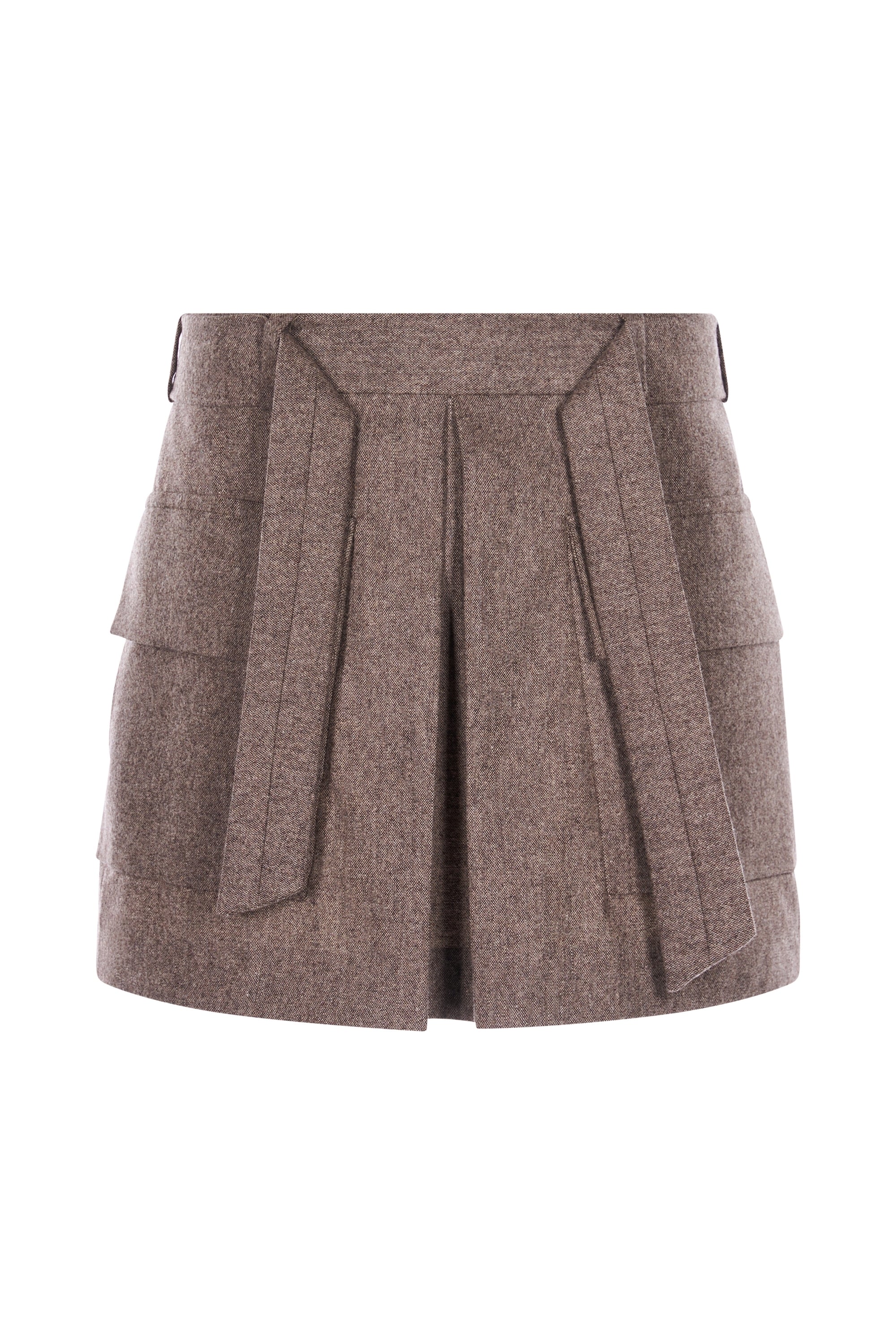 Fusta Mini Gri Taupe Cu Buzunare Cargo