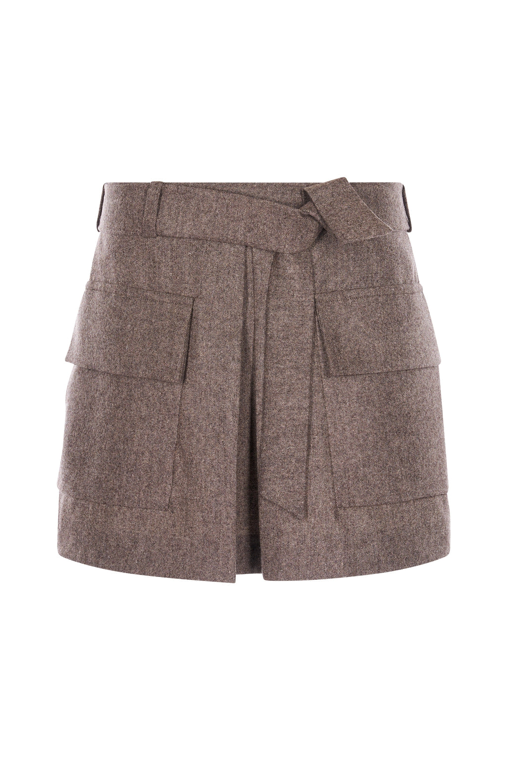 Fusta Mini Gri Taupe Cu Buzunare Cargo