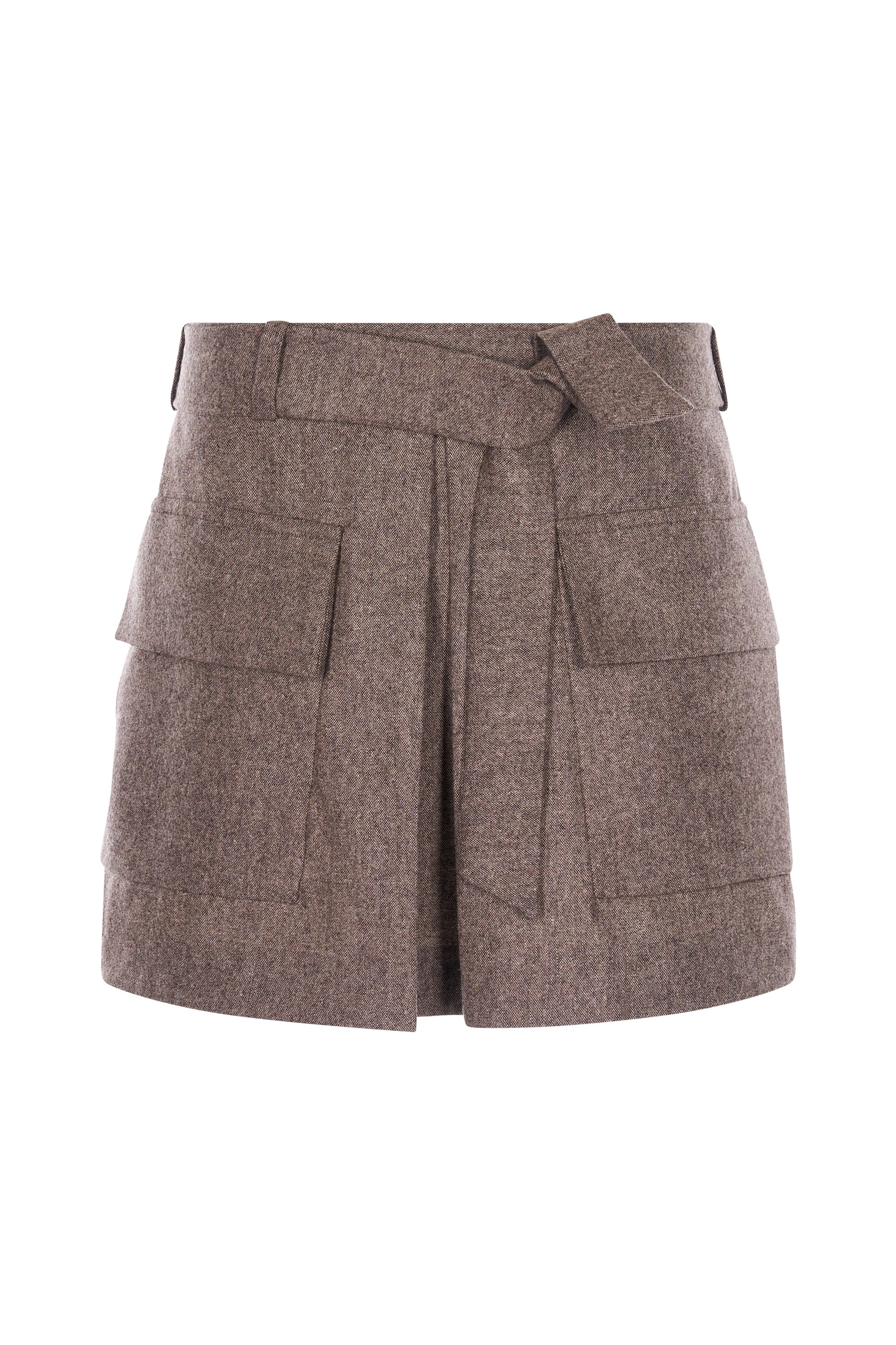 Fusta Mini Gri Taupe Cu Buzunare Cargo