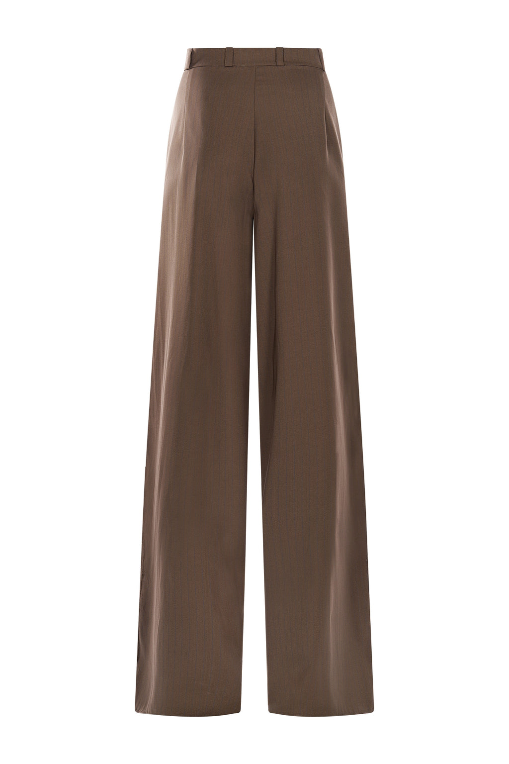 Pantaloni din Stofa Maro Eleganti Wide-Leg