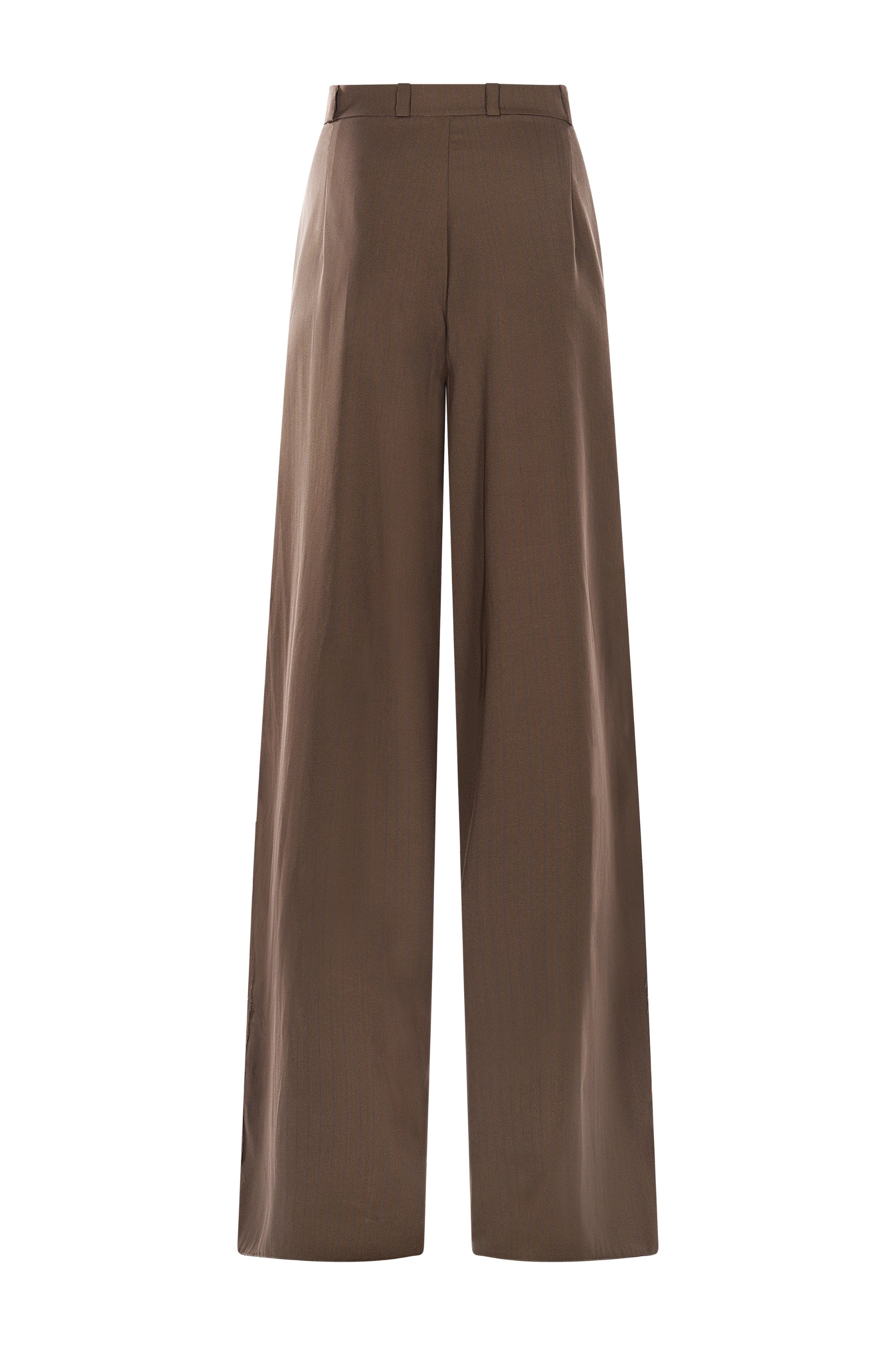 Pantaloni din Stofa Maro Eleganti Wide-Leg