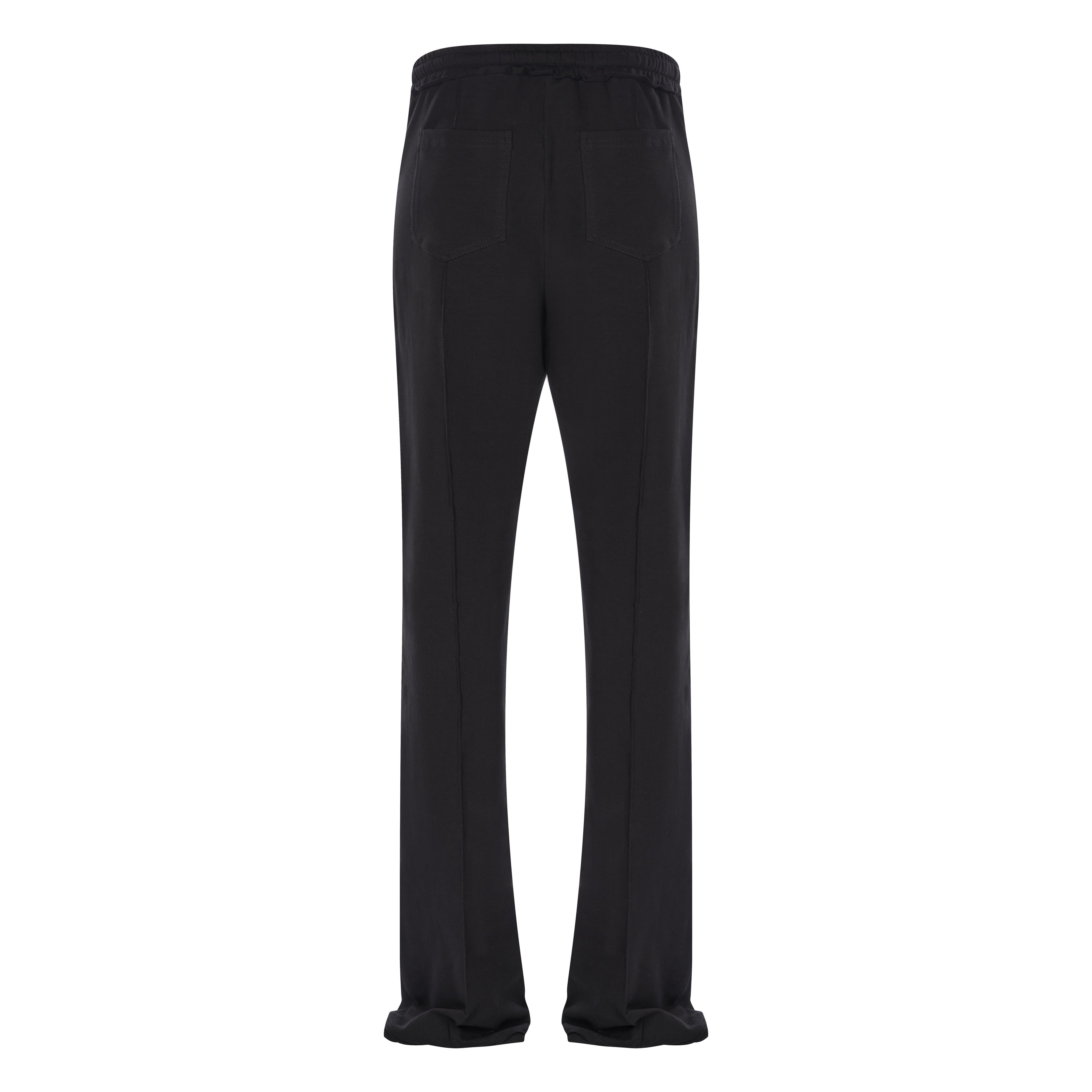 Pantaloni Negri cu Talie Elastica si Buzunare Aplicate