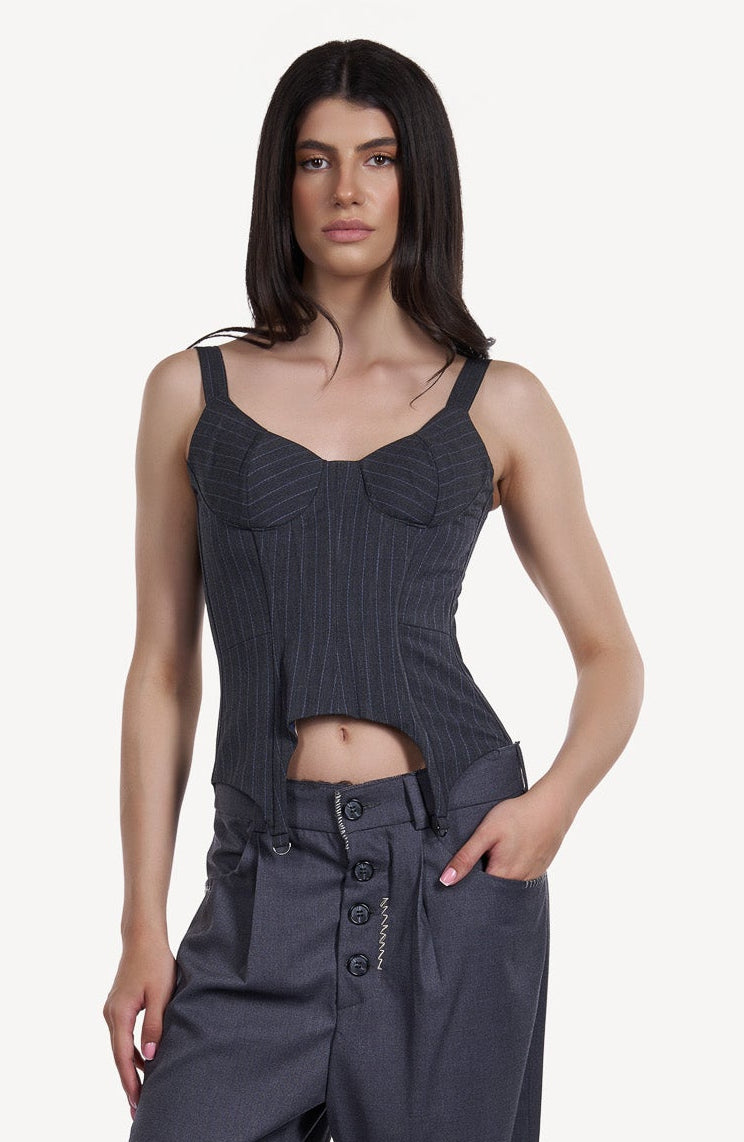 Corset Structurat cu Dungi Fine