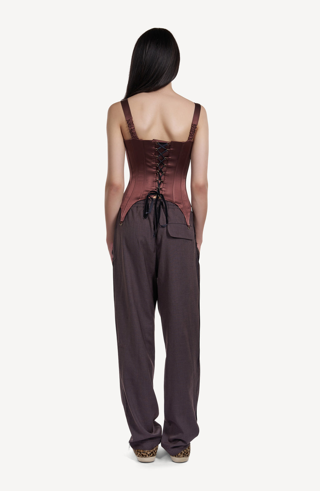 Corset Satinat Maro Ciocolatiu