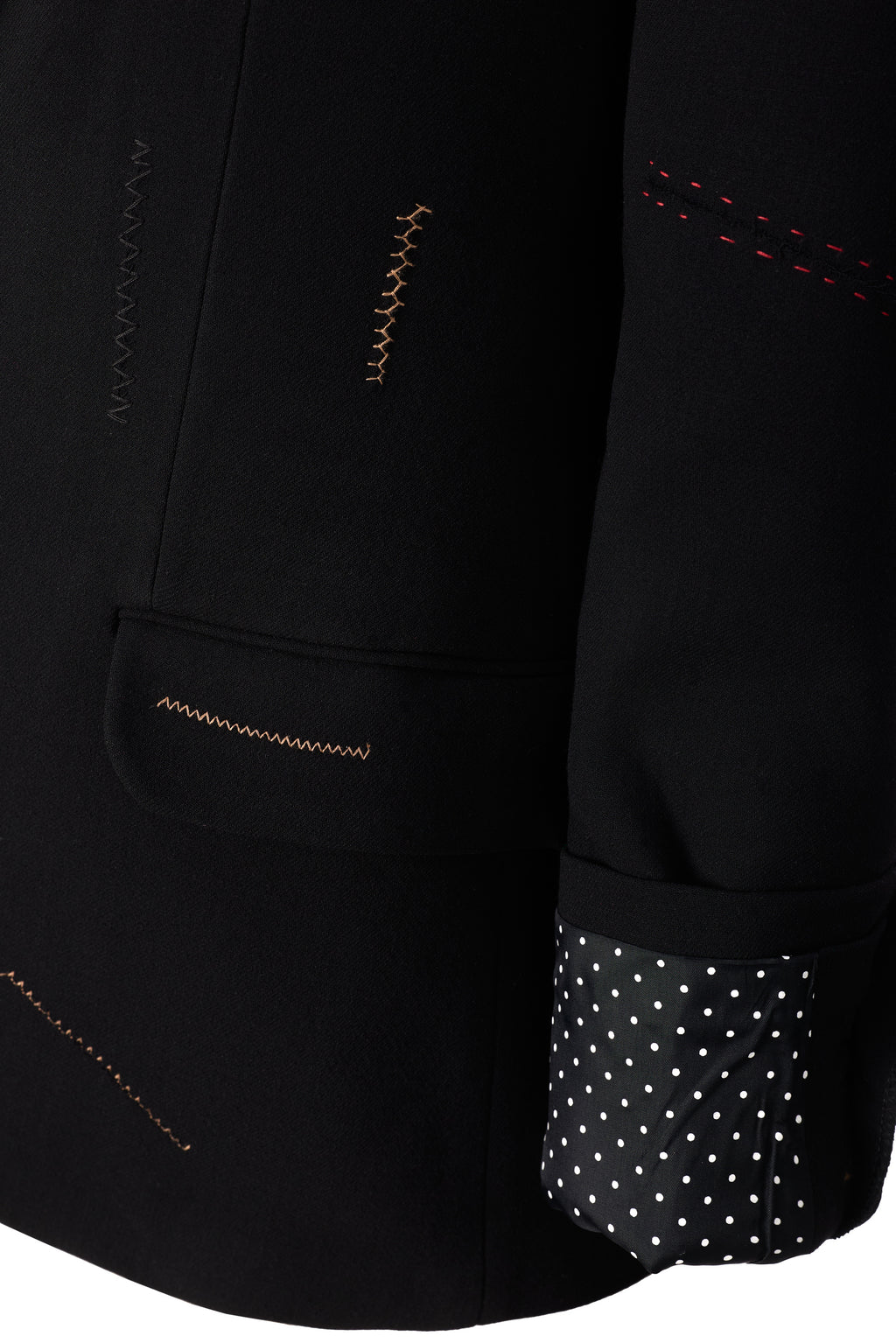 Sacou Negru Oversized cu Detalii Cusaturi in Contrast