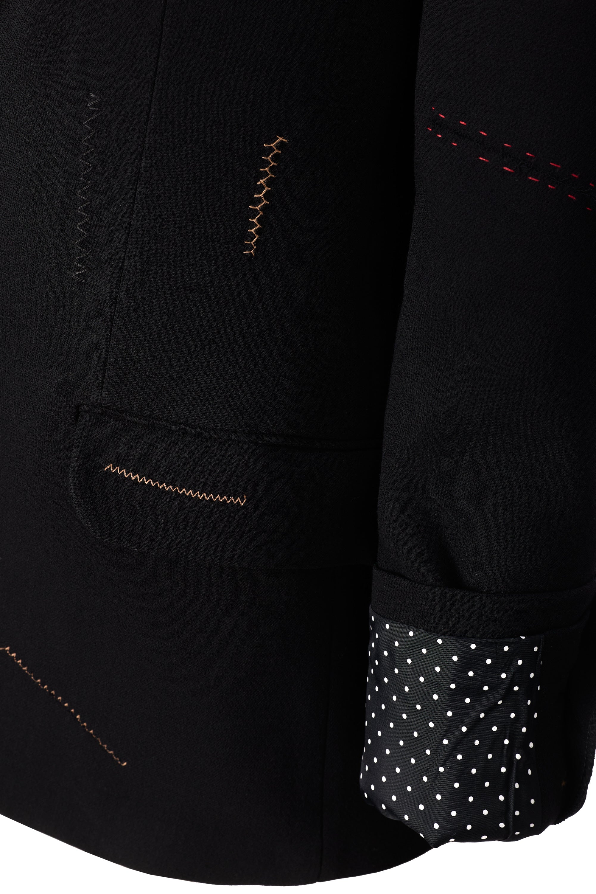 Sacou Negru Oversized cu Detalii Cusaturi in Contrast