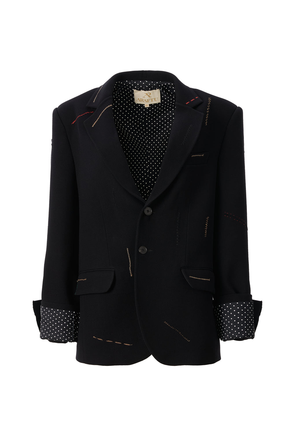 Sacou Negru Oversized cu Detalii Cusaturi in Contrast