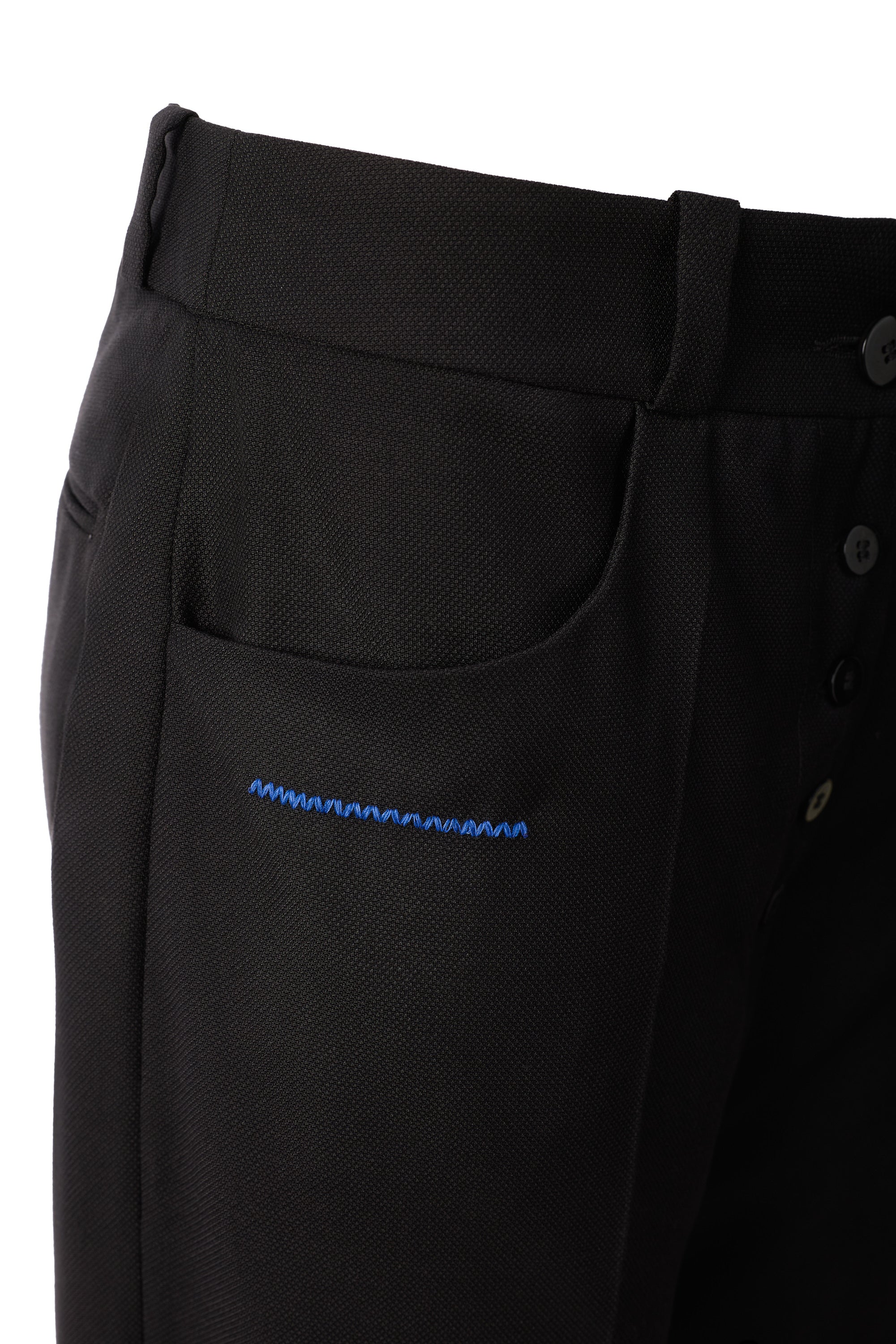 Pantaloni Negri Scurti cu Detalii cusute Manual