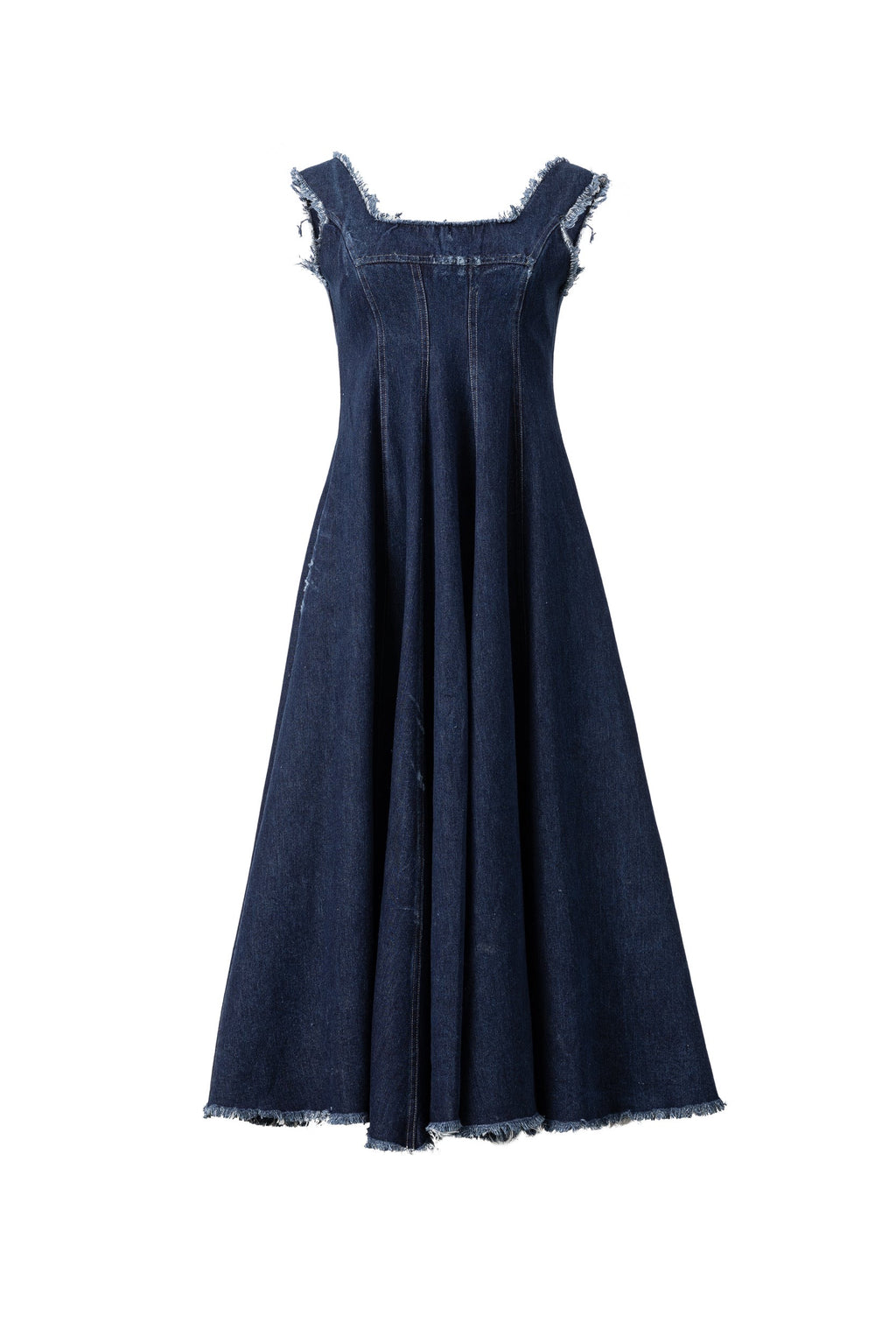 Rochie Midi Denim cu Margini Franjurate