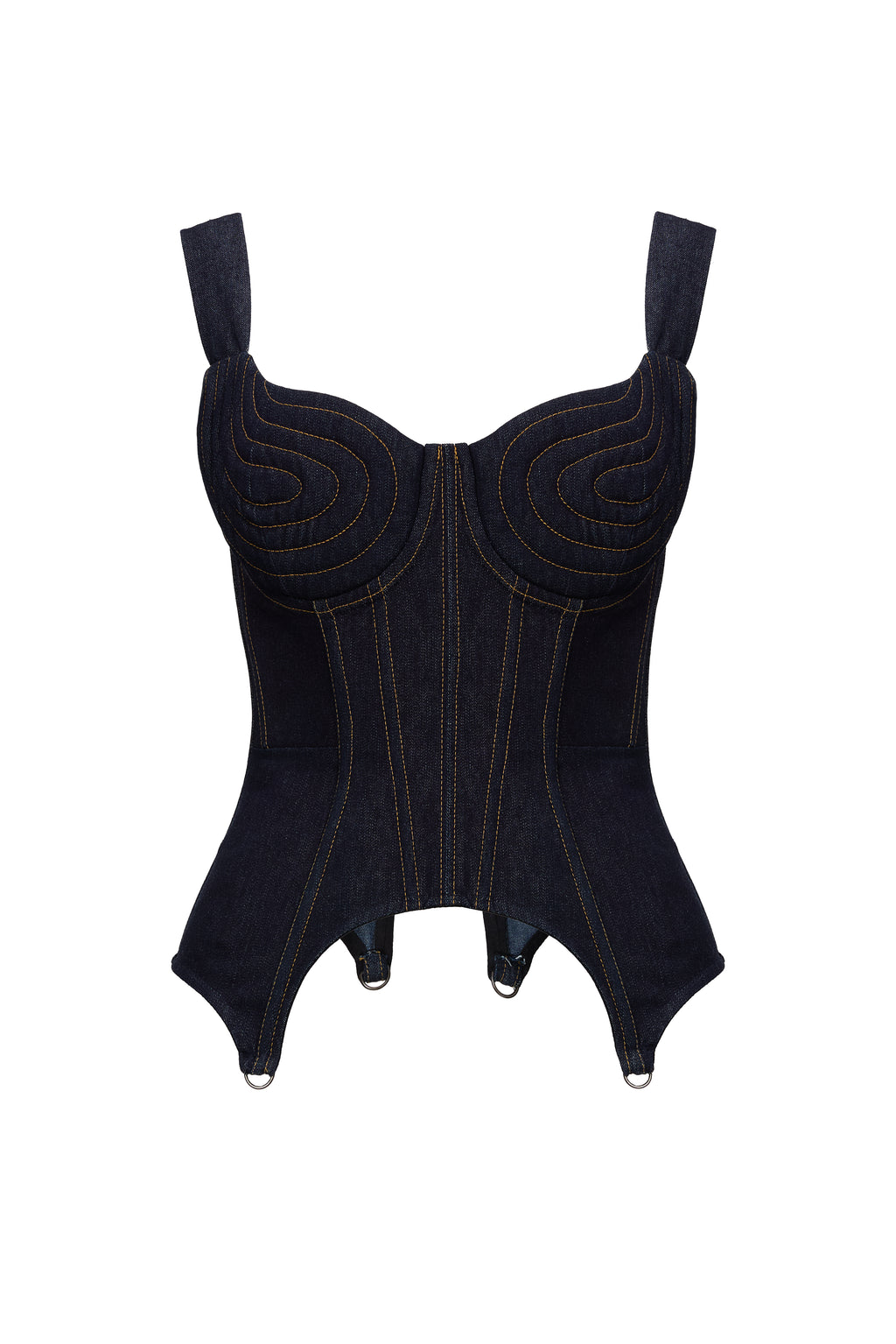 Corset Denim si Cusaturi Contrastante
