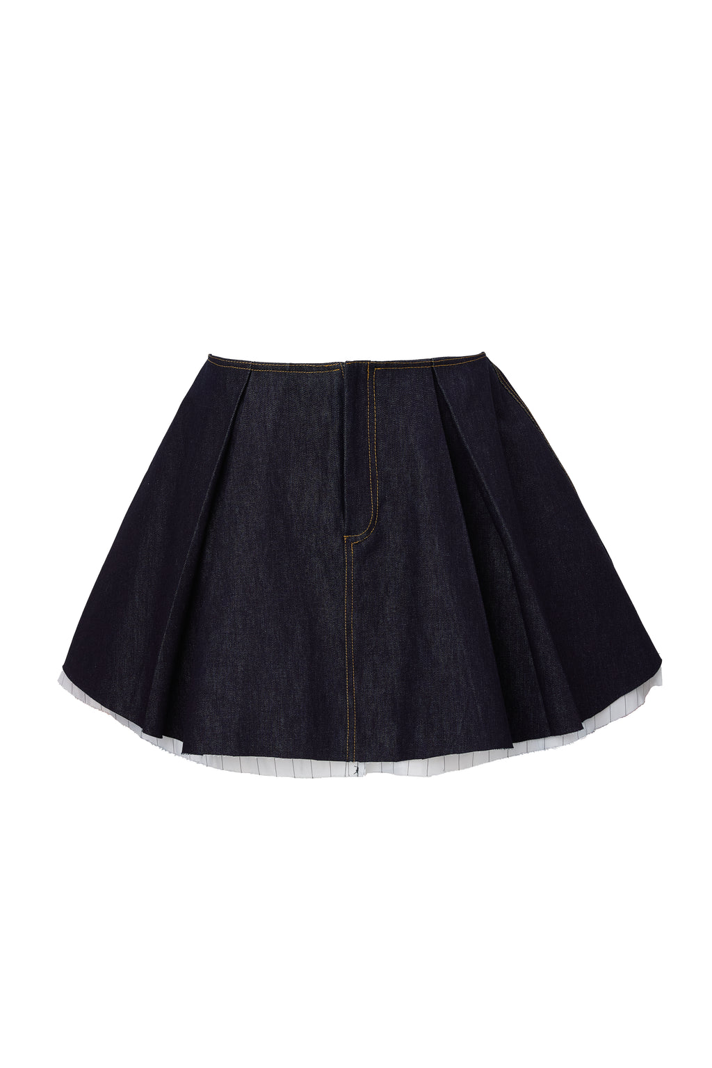 Fusta Mini Denim si Cusaturi Contrastante