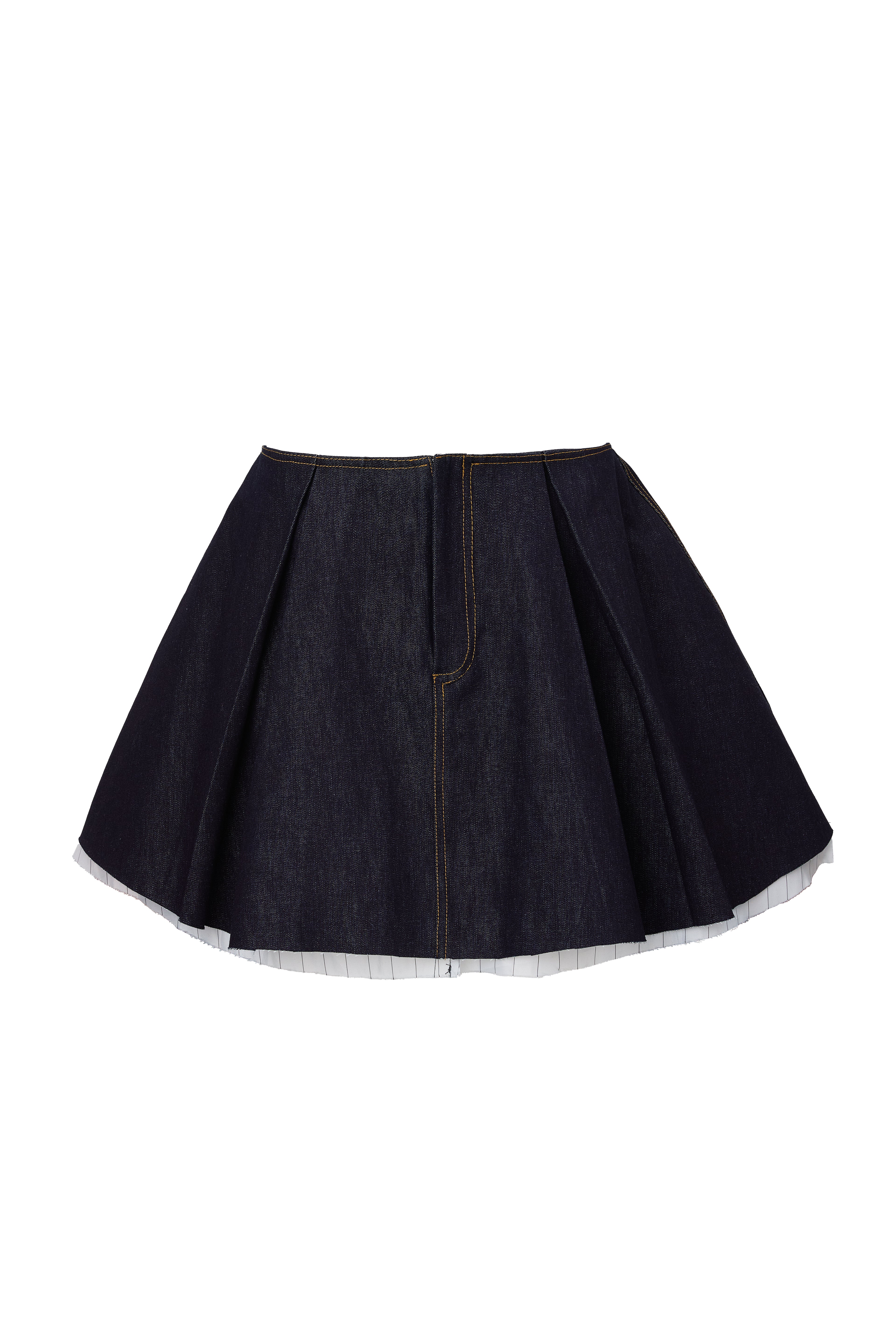 Fusta Mini Denim si Cusaturi Contrastante