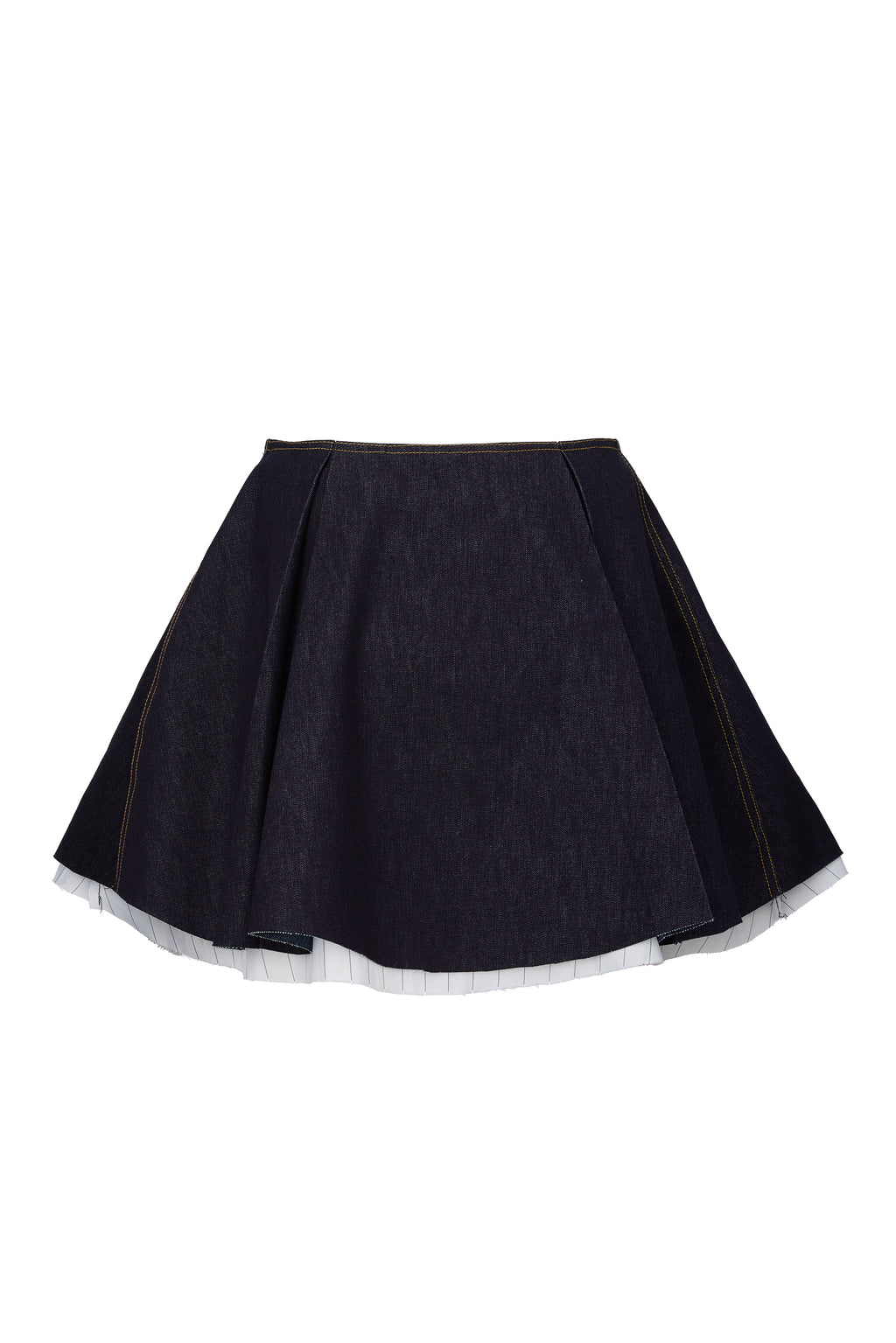 Fusta Mini Denim si Cusaturi Contrastante