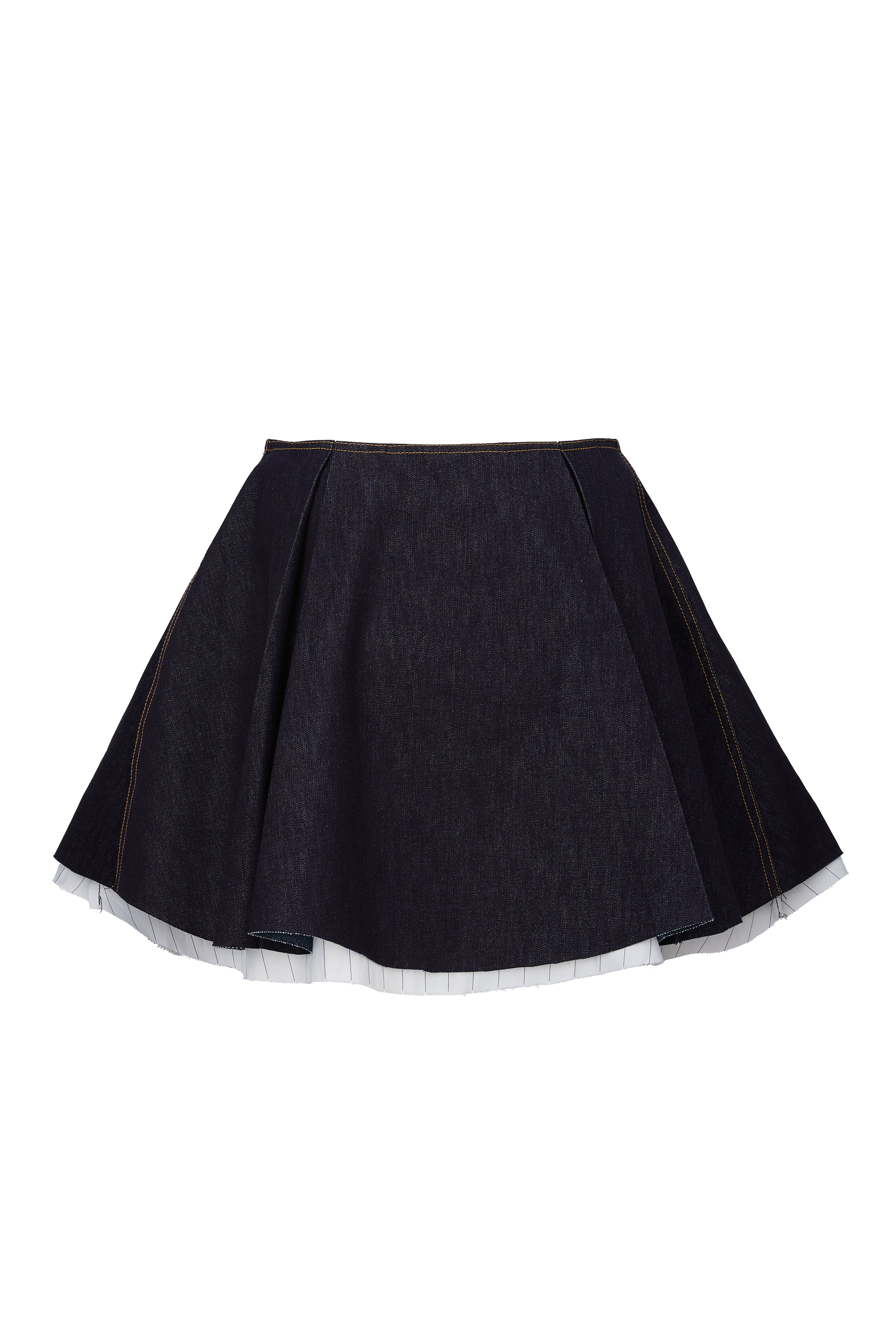 Fusta Mini Denim si Cusaturi Contrastante