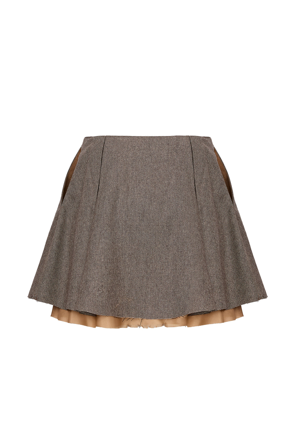 Fustă Mini Gri Taupe din Lana